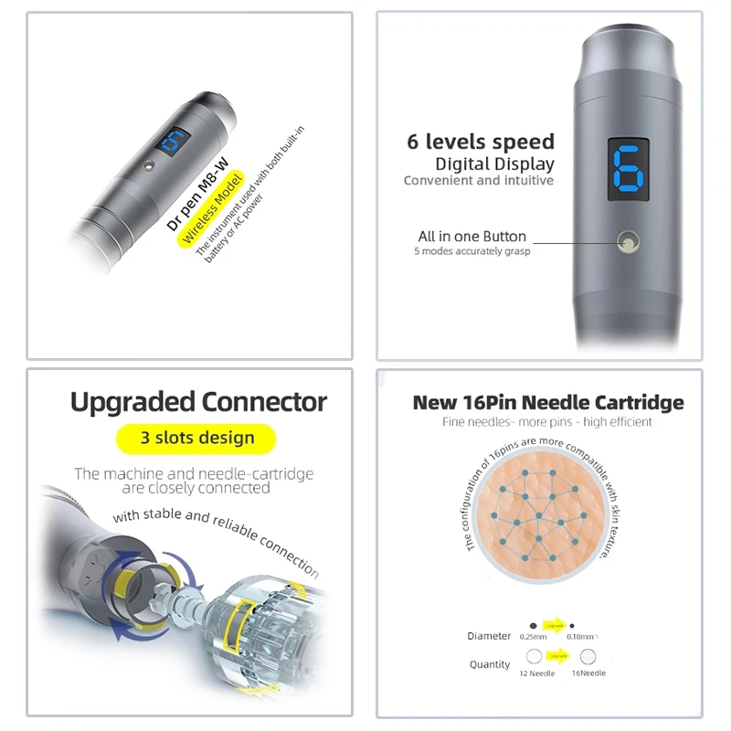 Original Microneedling Pen Dr.pen M8 3 Slots Connector Derma Pen Wireless Skin Care Beauty Device With 16 Pins Needle Cartridge