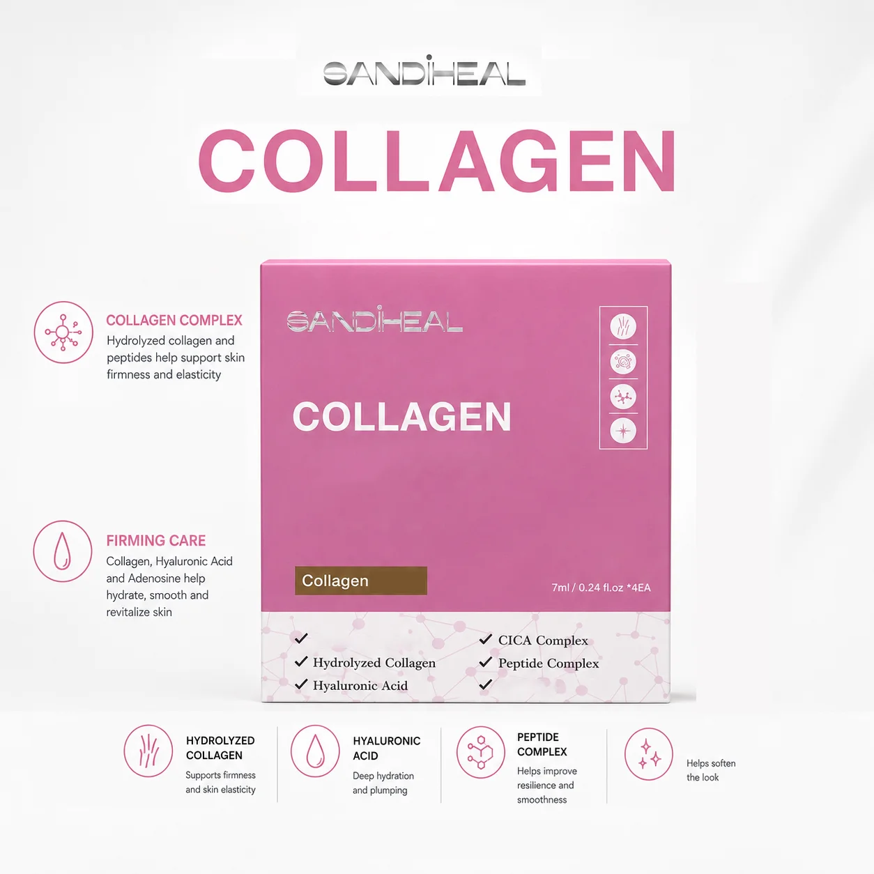 2026 NEW SANDIHEAL PDRN exxos Face Care GSH Collagen Vita Serum Hydration Brighten Firming Korean Skin Care Beauty Product