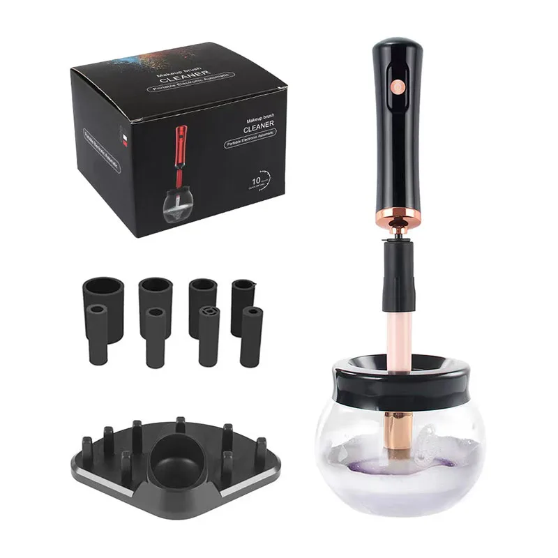 Makeup Brush Cleaning and Drying Machine, Electric Cosmetic Automatic Brush Rotator, with 8 Sizes of Rubber Collar, Can Be Clean
