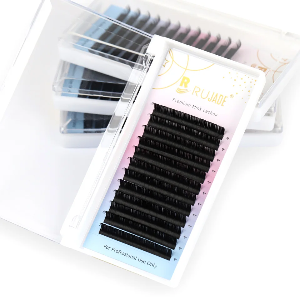 RUJADE 10 Trays/lot Wholesale Individual False Eyelashes Extension Mink Russian Volume Eyelashes Korea PBT Material Silk Lashes