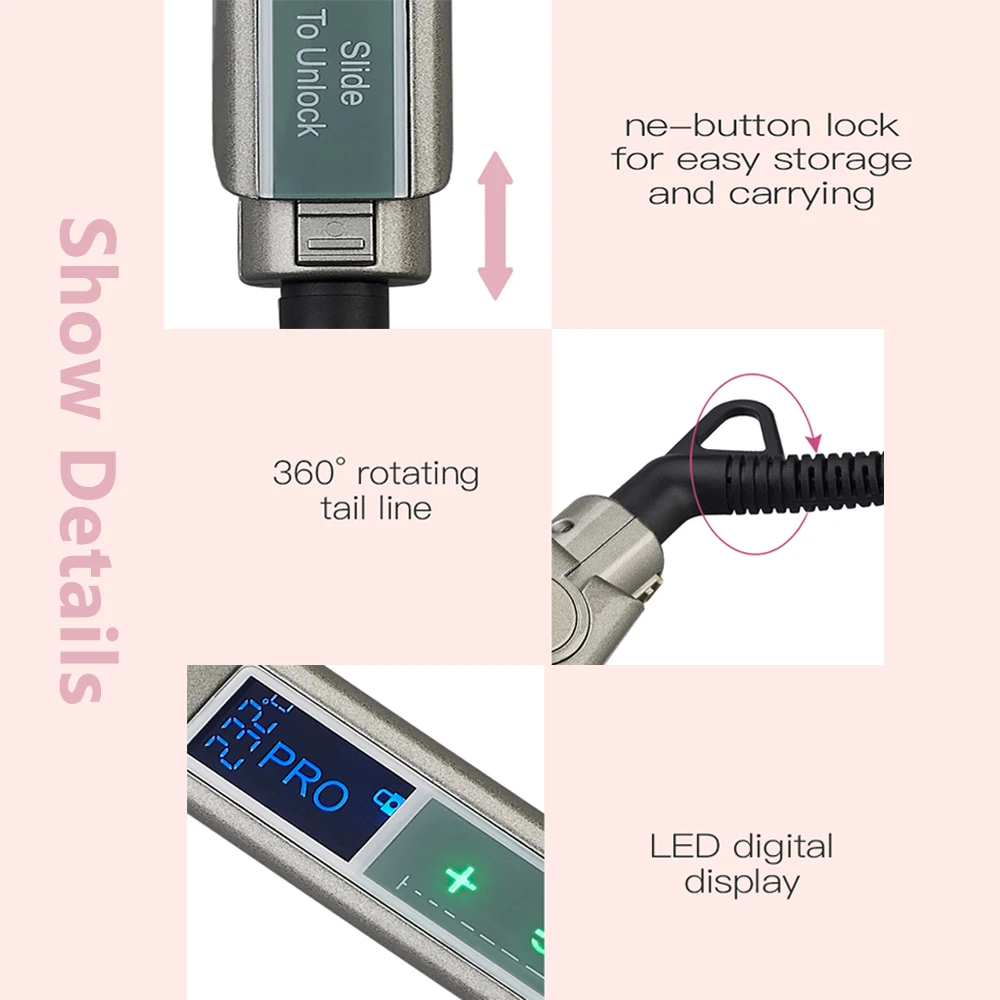 Hair Straightener Smart Touch Display LCD Dispaly Ceramic Heating Plate Flat Irons Professional MCH Fast Warm-up Wide Plate