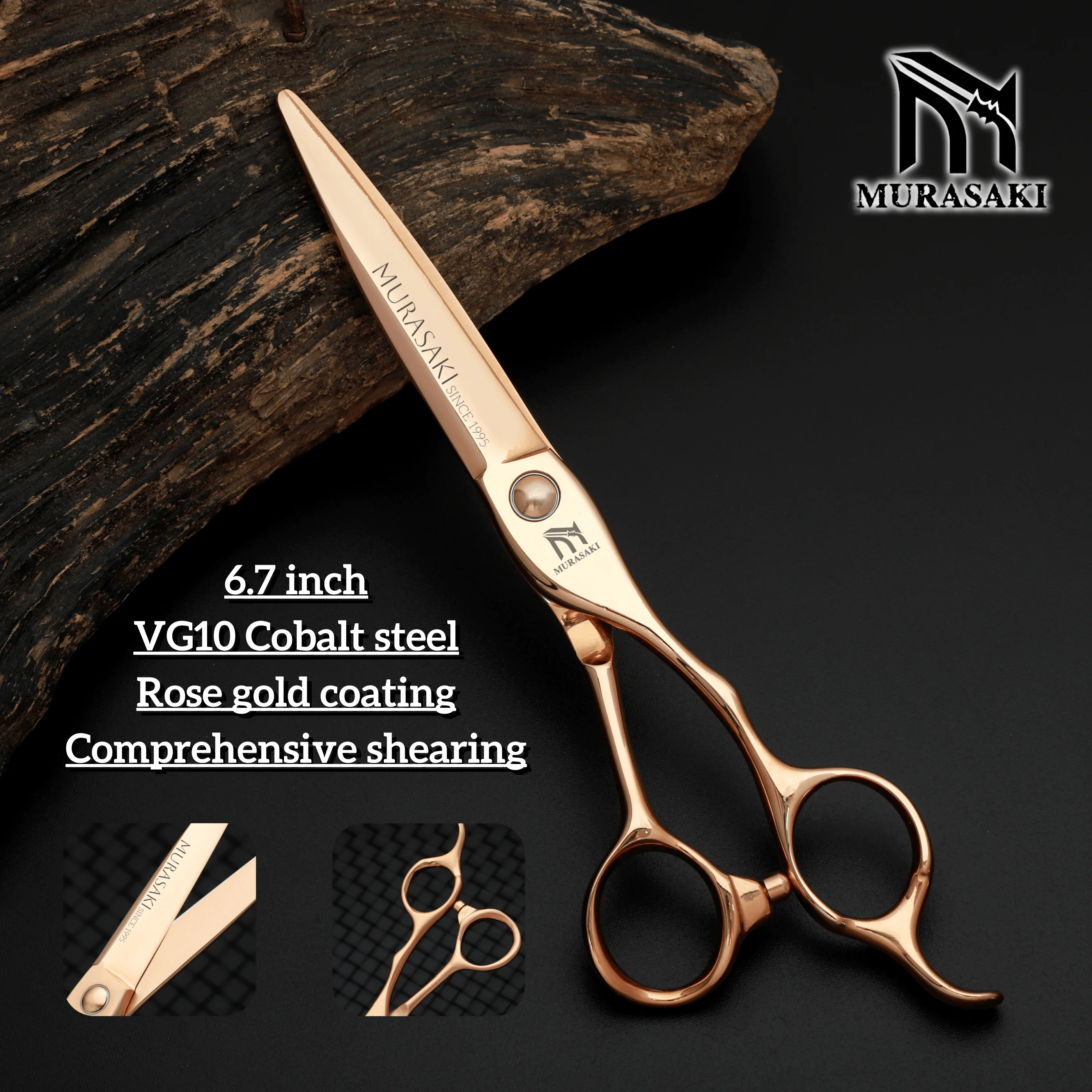 MURASAKI Top-Level Hairdressing Scissors, Japan VG10 Steel 6.5 Inch Barber Shears, Patented Hollowed-Out Design Hair Cutting Too