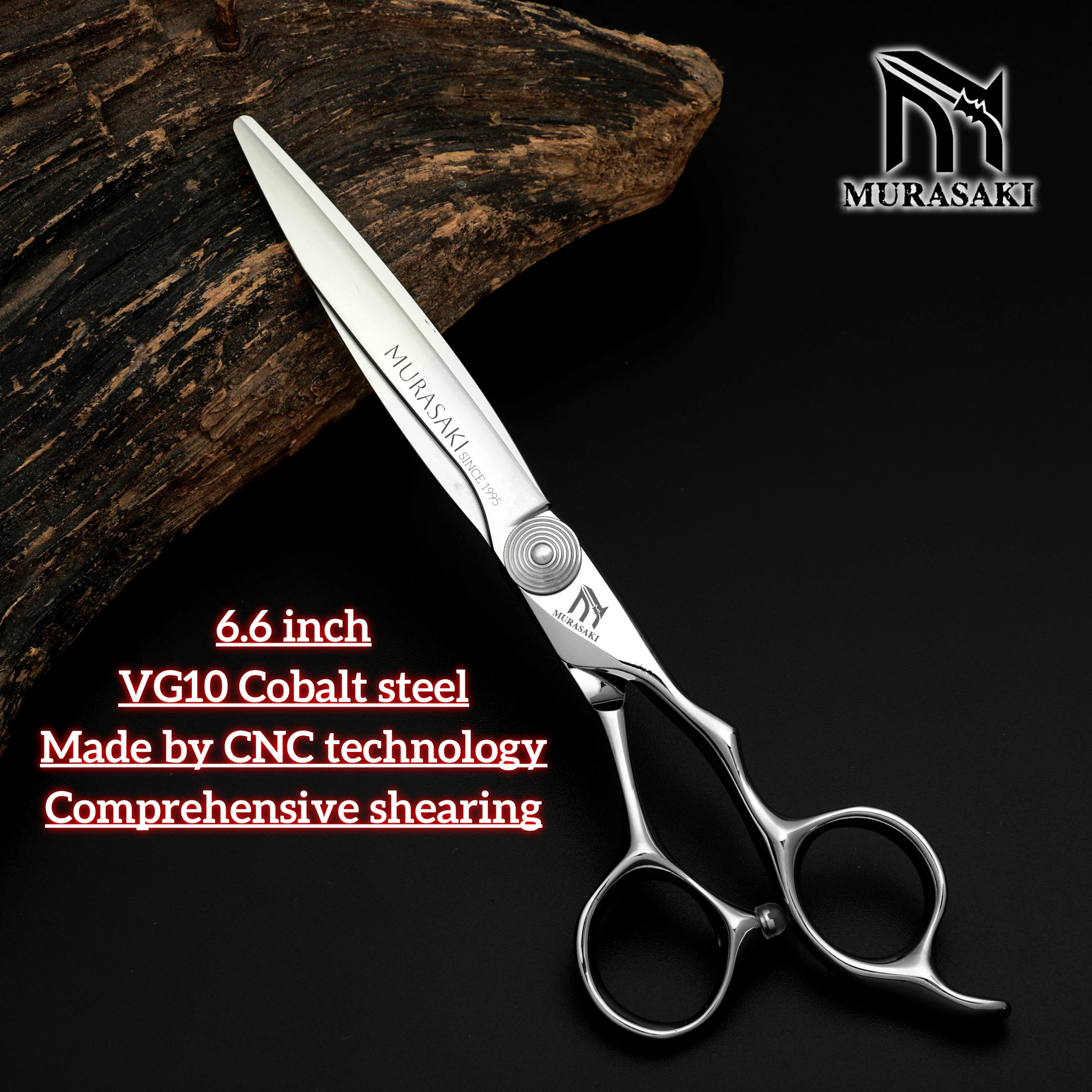 MURASAKI Top-Level Hairdressing Scissors, Japan VG10 Steel 6.5 Inch Barber Shears, Patented Hollowed-Out Design Hair Cutting Too