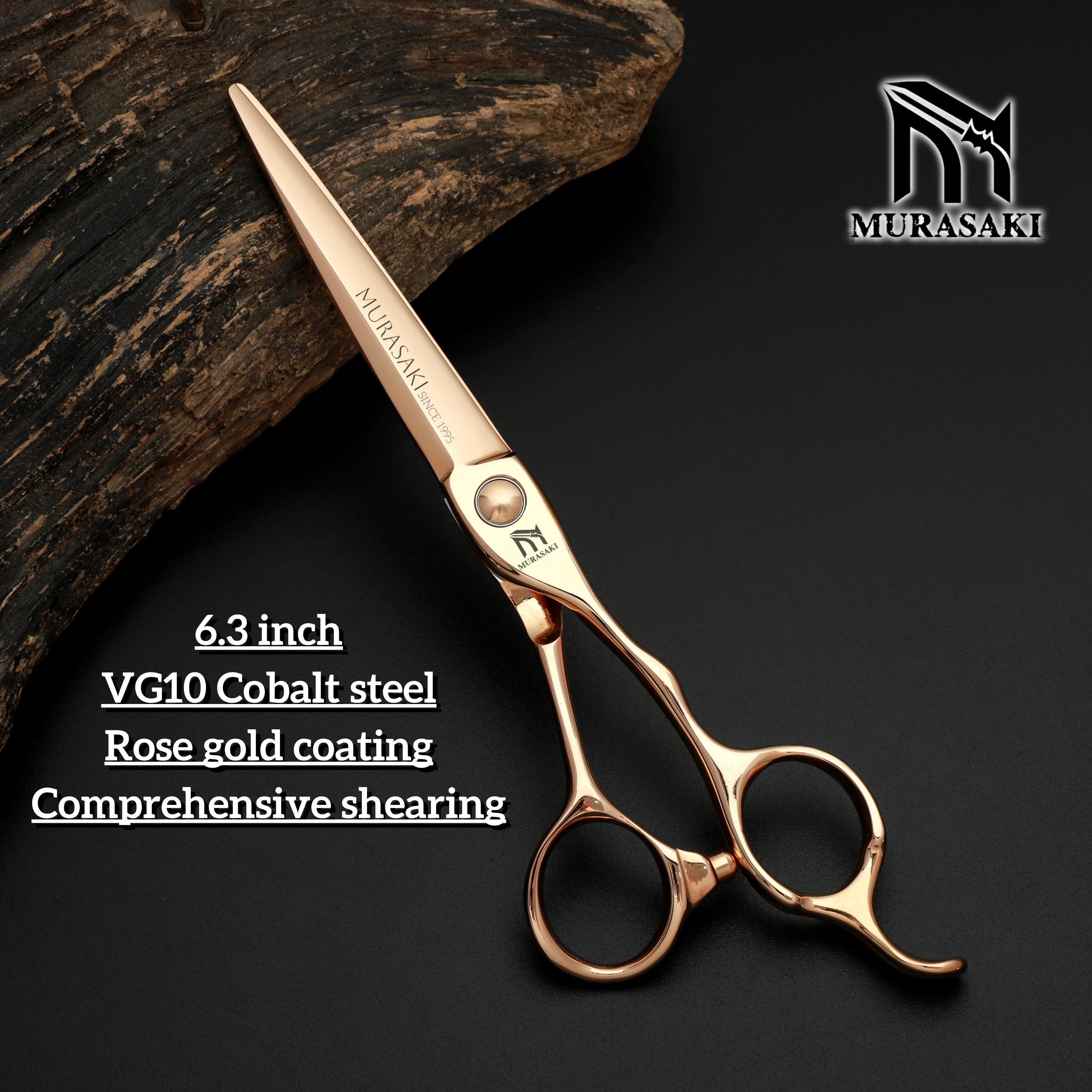MURASAKI Top-Level Hairdressing Scissors, Japan VG10 Steel 6.5 Inch Barber Shears, Patented Hollowed-Out Design Hair Cutting Too