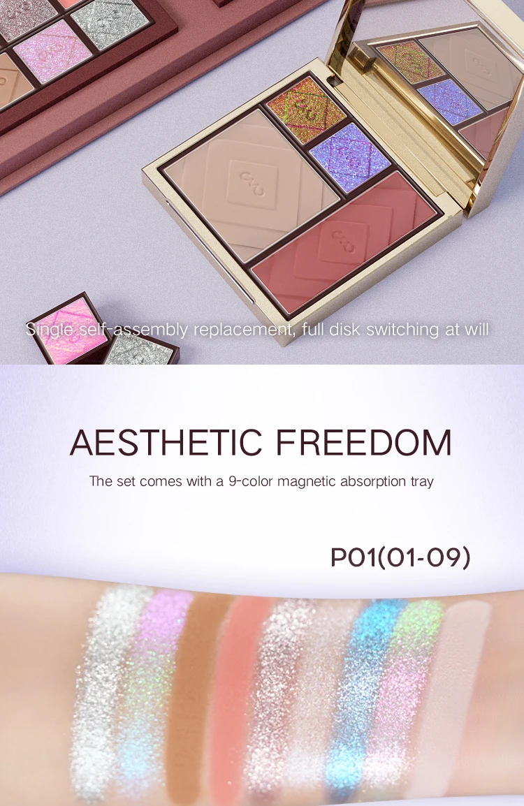 CHARMACY 33 Colors Chameleon Eyeshadow Palette High Pigment Waterproof Multichrome Shimmer Matte Contour Profesional Eye Makeup