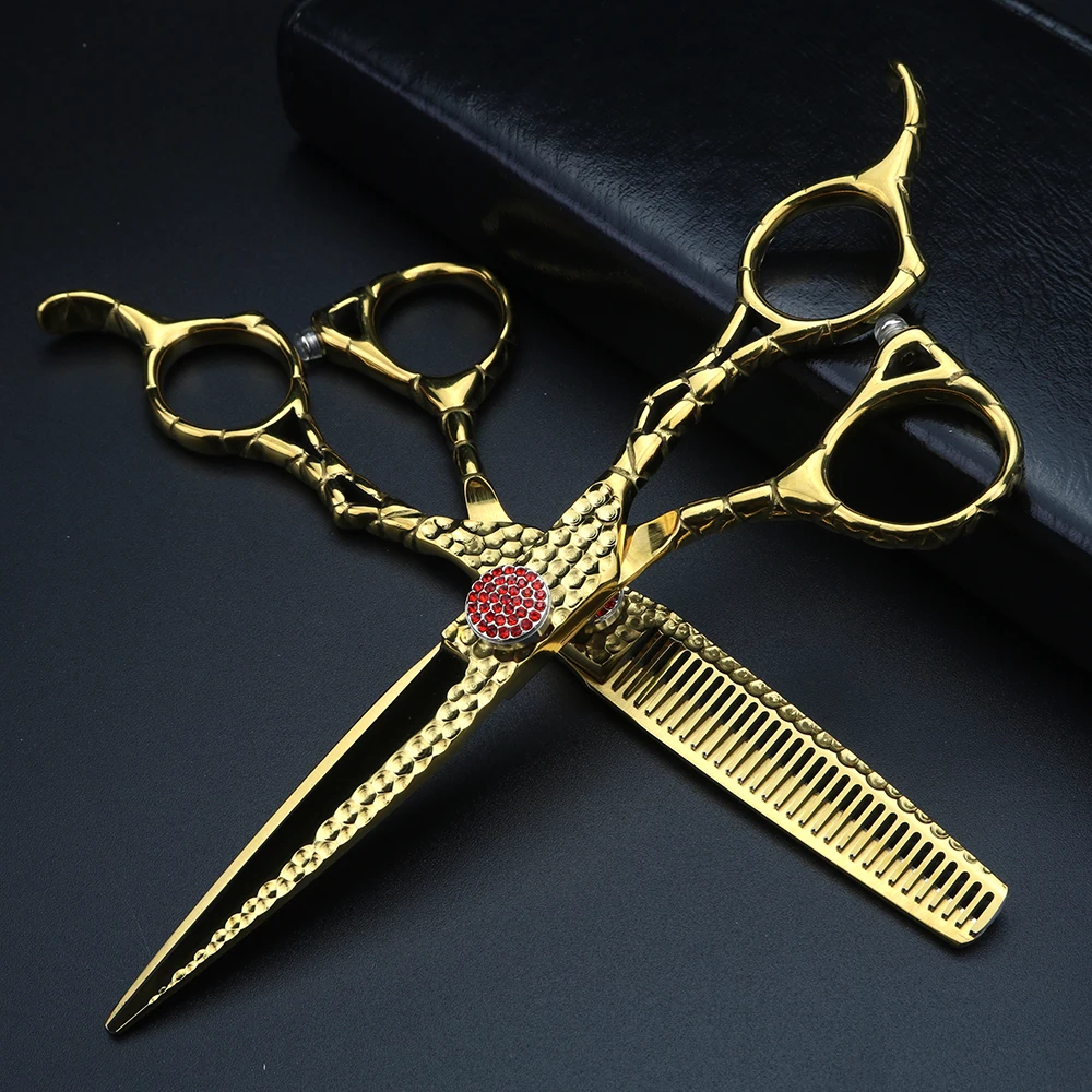 XUANFENG Forged Hair Scissors 6 Inch Japanese 440C Steel Cutting and Thinning Scissors Barber Scissors