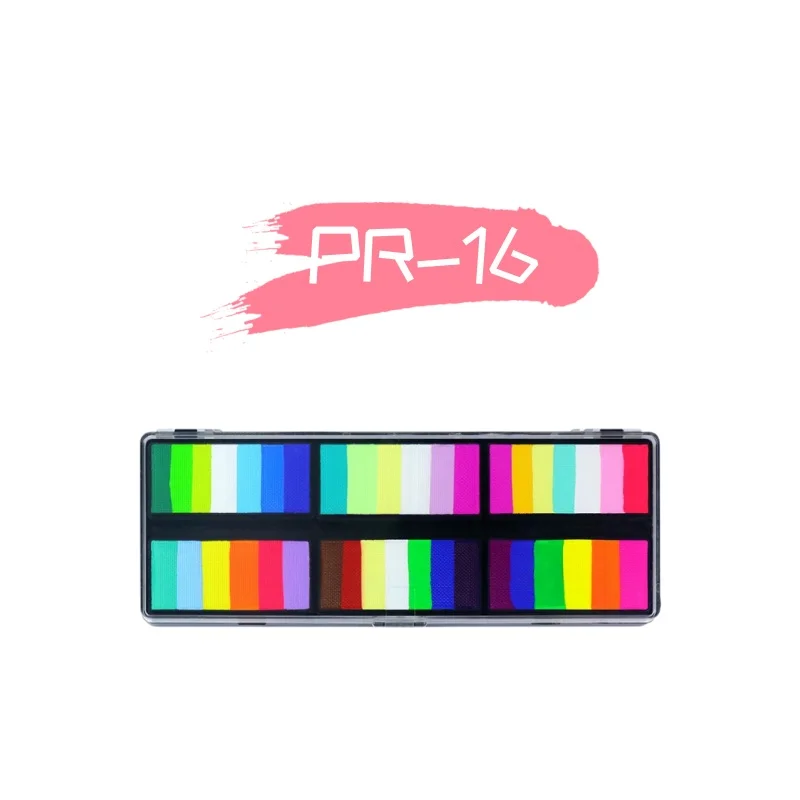 2 in 1 Professional Face Paint 12 Rainbow Kit Water Activated Eyeliner Body Art Pressing Face Painting Palette