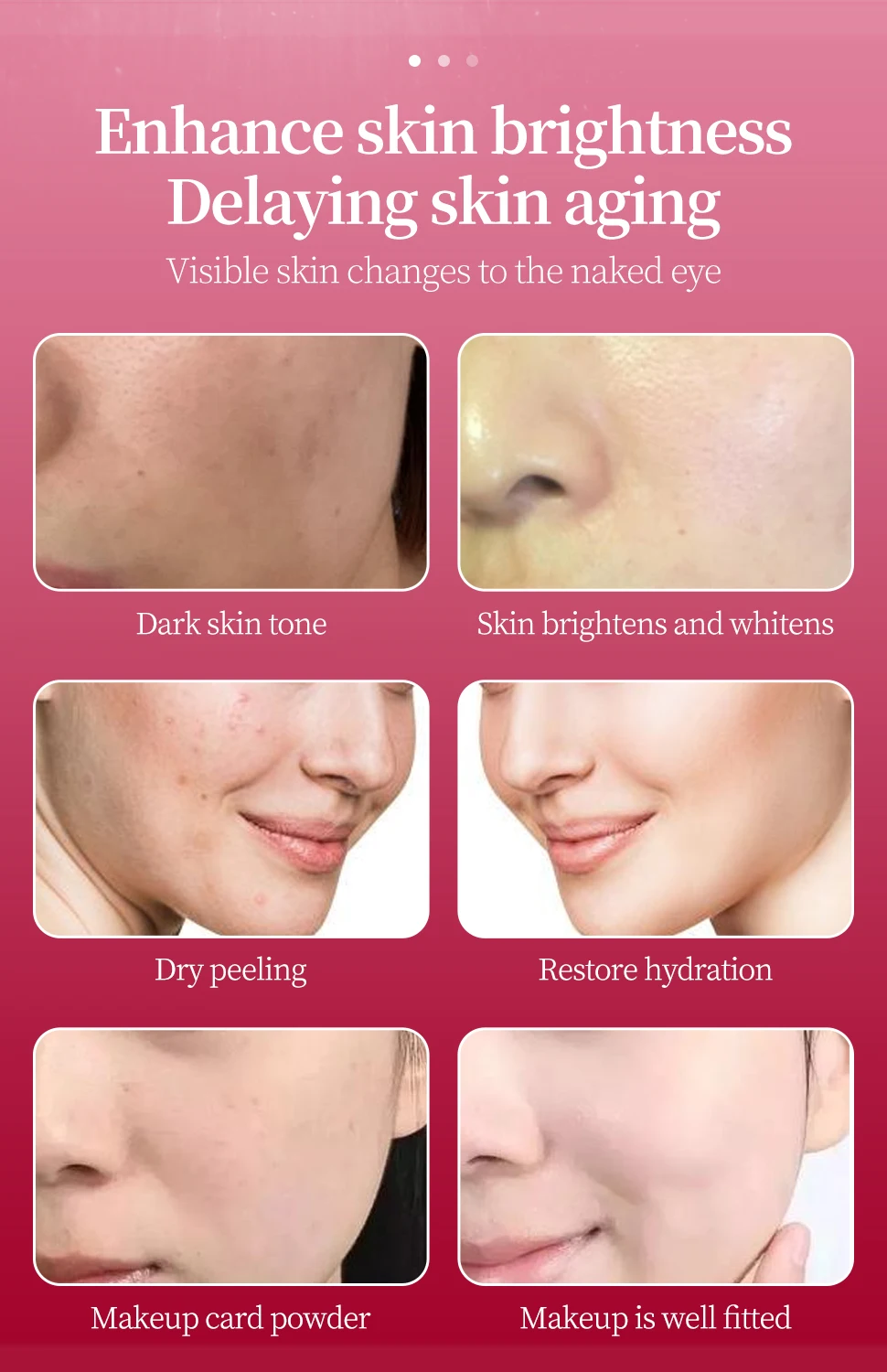SANENDI Facial Skin Serum Ampoules Hydrating Brightening Skincare with Astaxanthin Copper Peptide PDRN Collagen Niacinamide HA