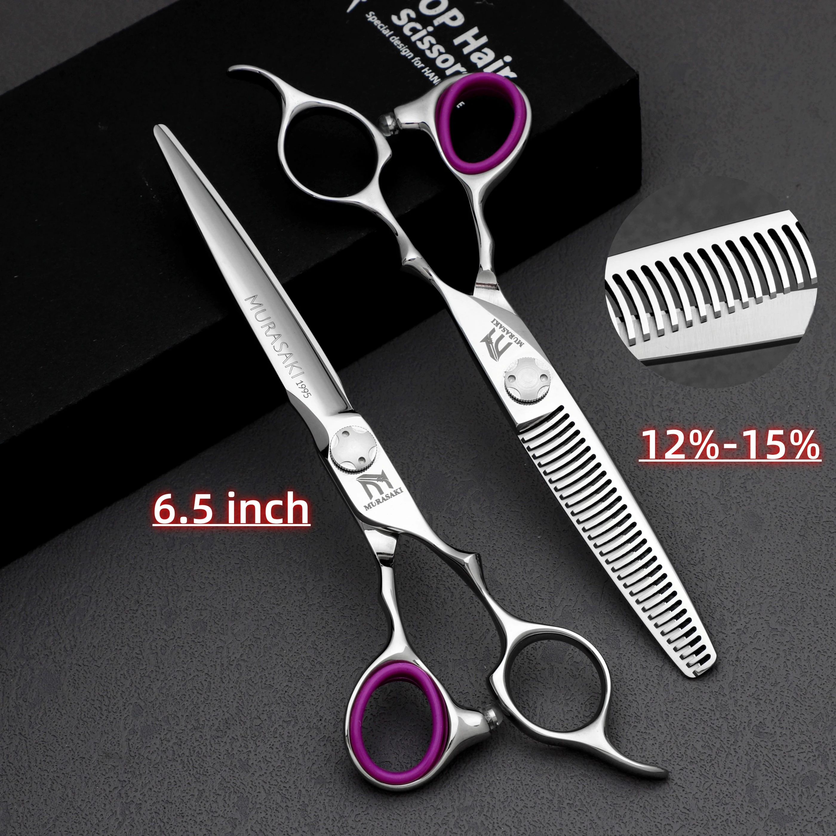 MURASAKI Professional hairdressing scissors,Japan VG10 Cobalt steel,High quality hair cutting scissors,Special design for barber