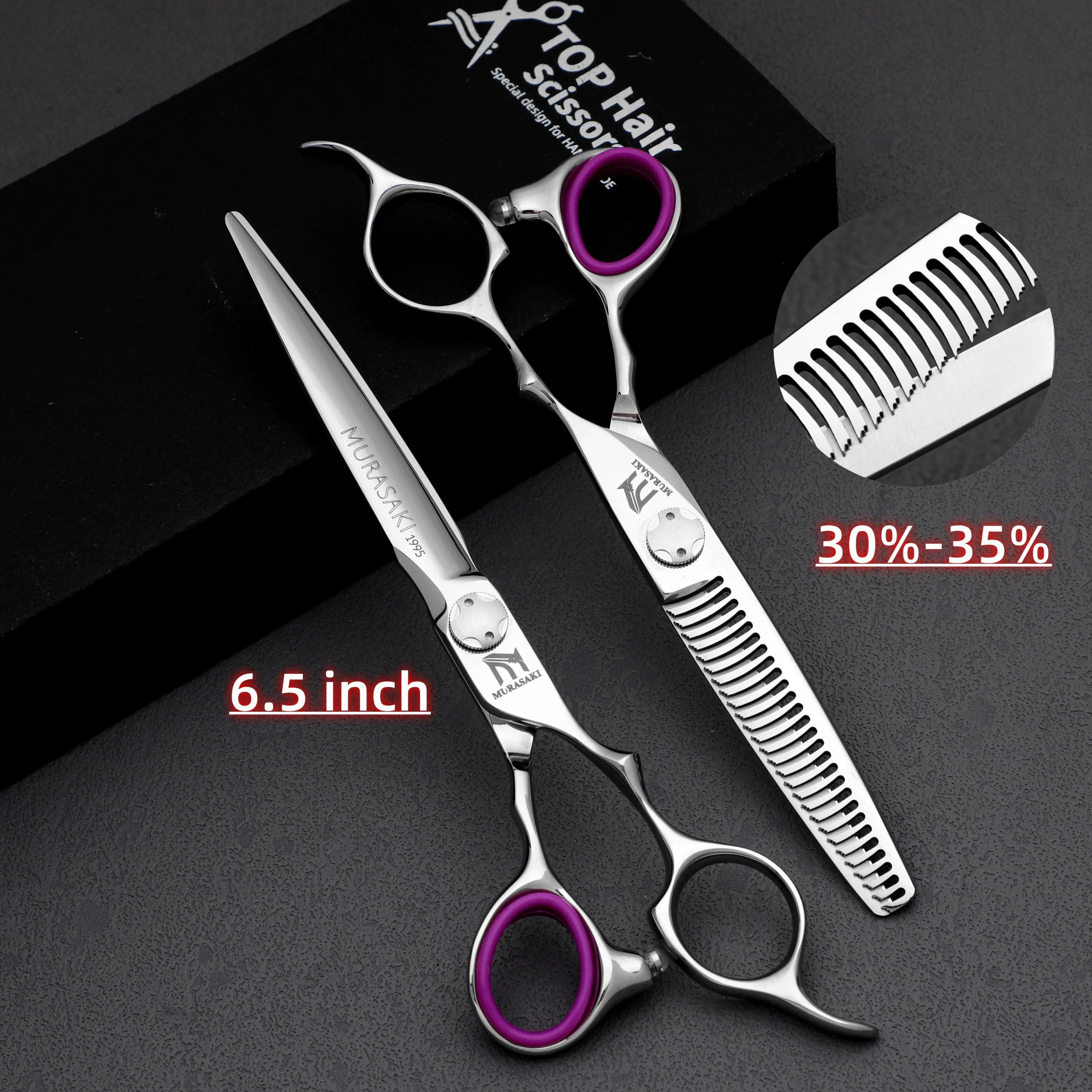 MURASAKI Professional hairdressing scissors,Japan VG10 Cobalt steel,High quality hair cutting scissors,Special design for barber
