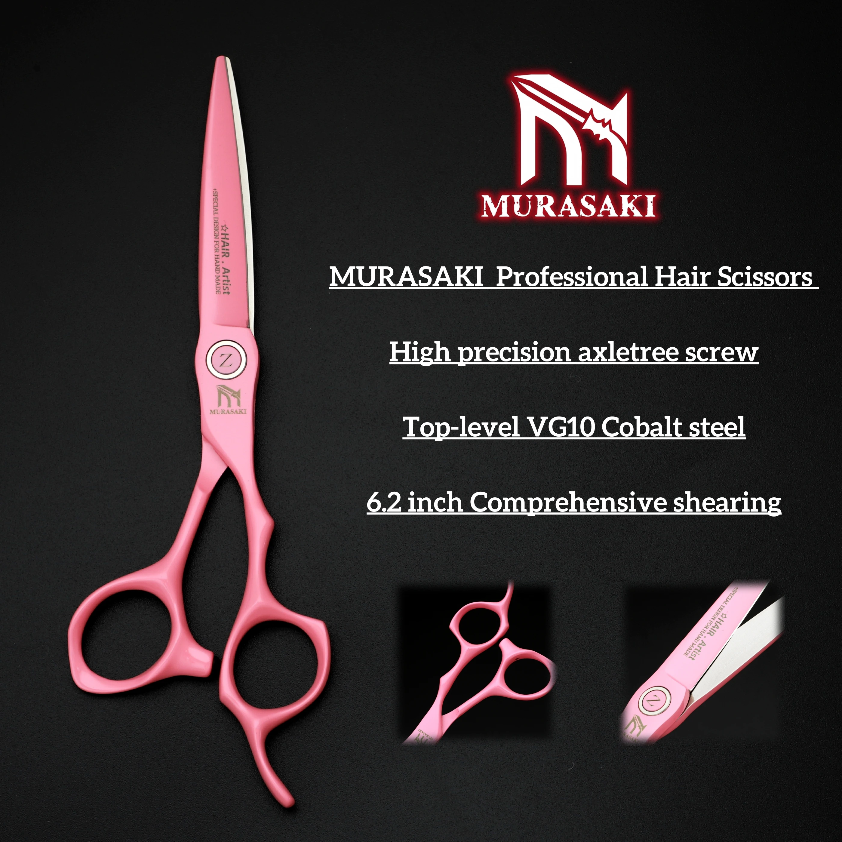 MURASAKI Professional hairdressing scissors,Japan VG10 Cobalt steel,High quality hair cutting scissors,Special design for barber