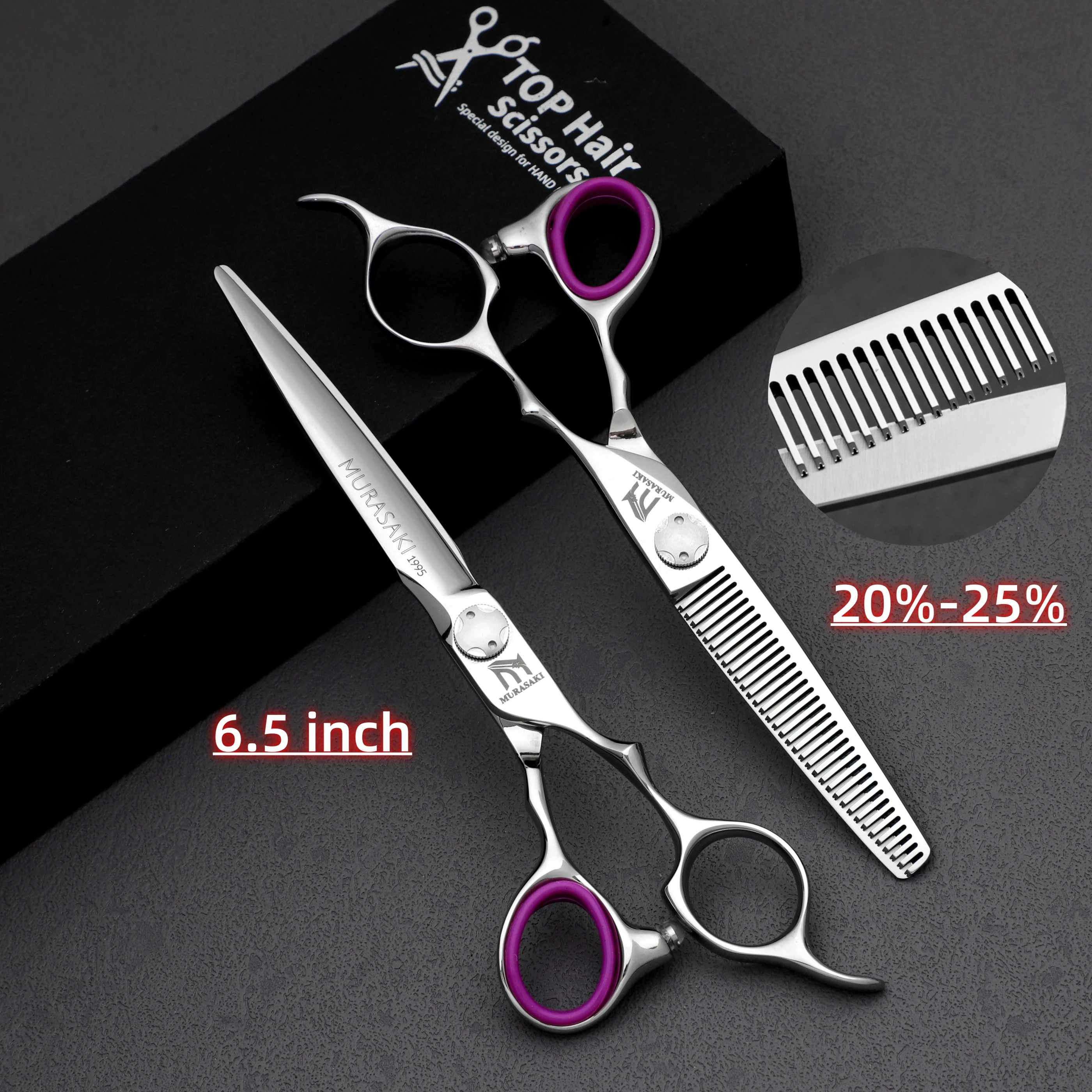 MURASAKI Professional hairdressing scissors,Japan VG10 Cobalt steel,High quality hair cutting scissors,Special design for barber