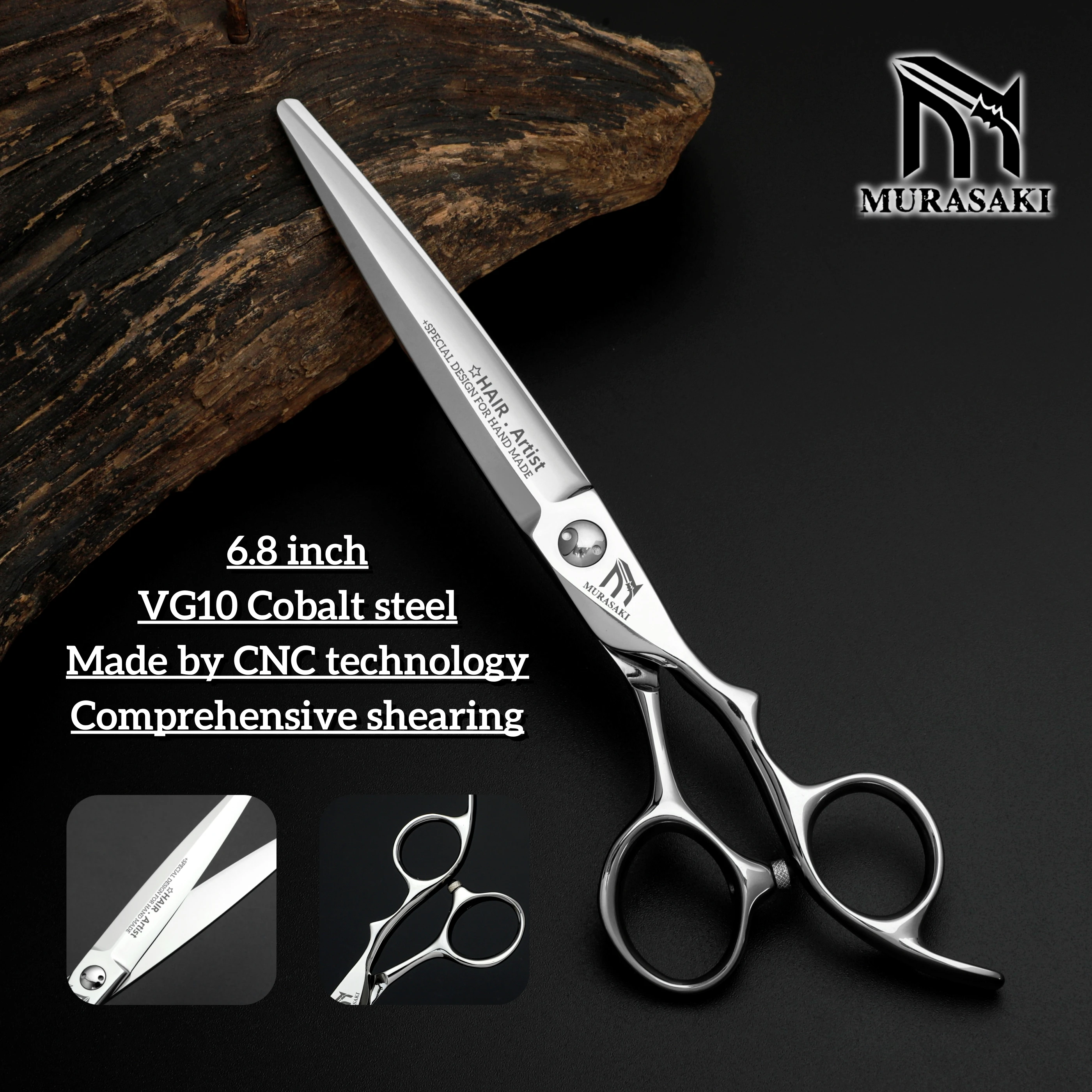 MURASAKI Professional hairdressing scissors,Japan VG10 Cobalt steel,High quality hair cutting scissors,Special design for barber