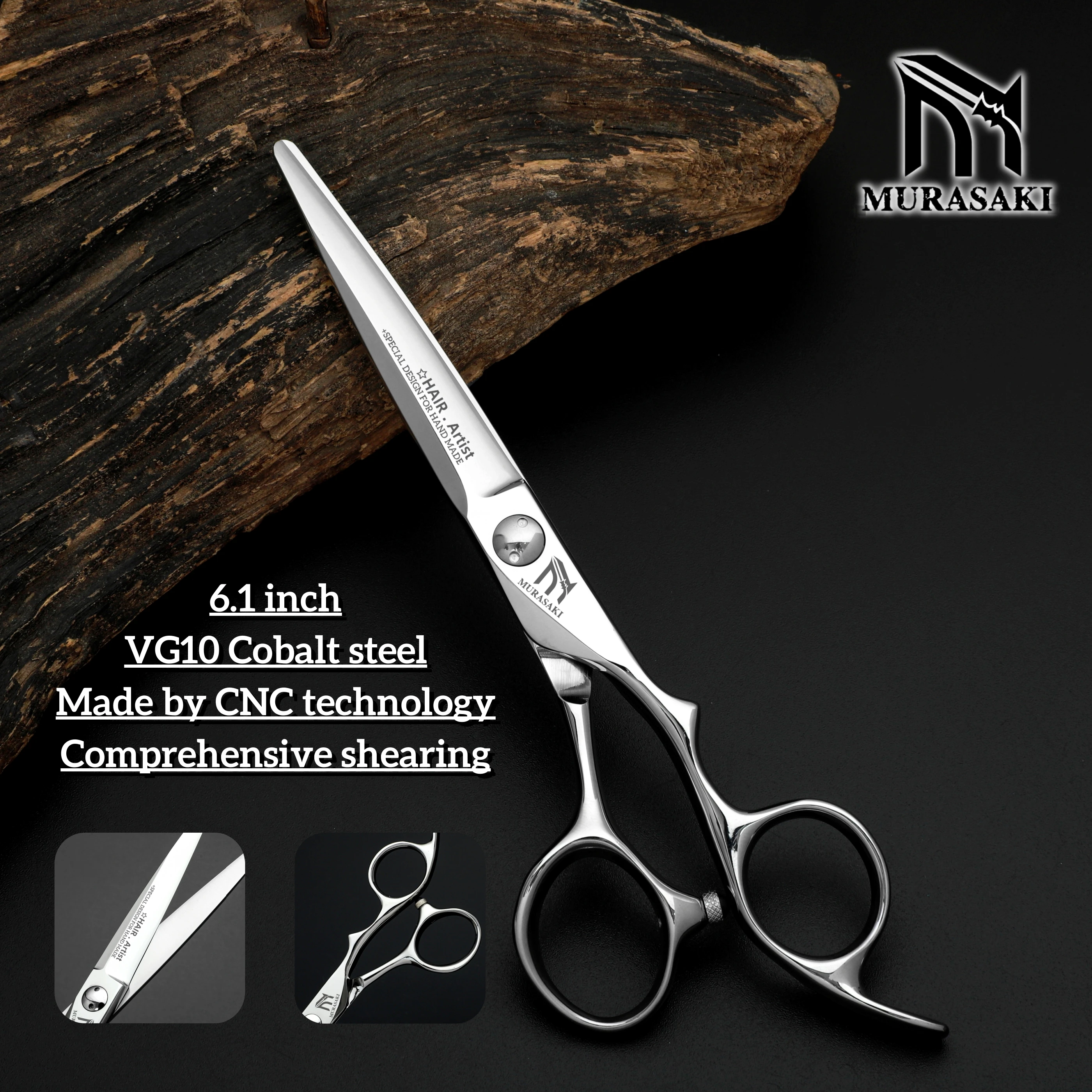 MURASAKI Professional hairdressing scissors,Japan VG10 Cobalt steel,High quality hair cutting scissors,Special design for barber
