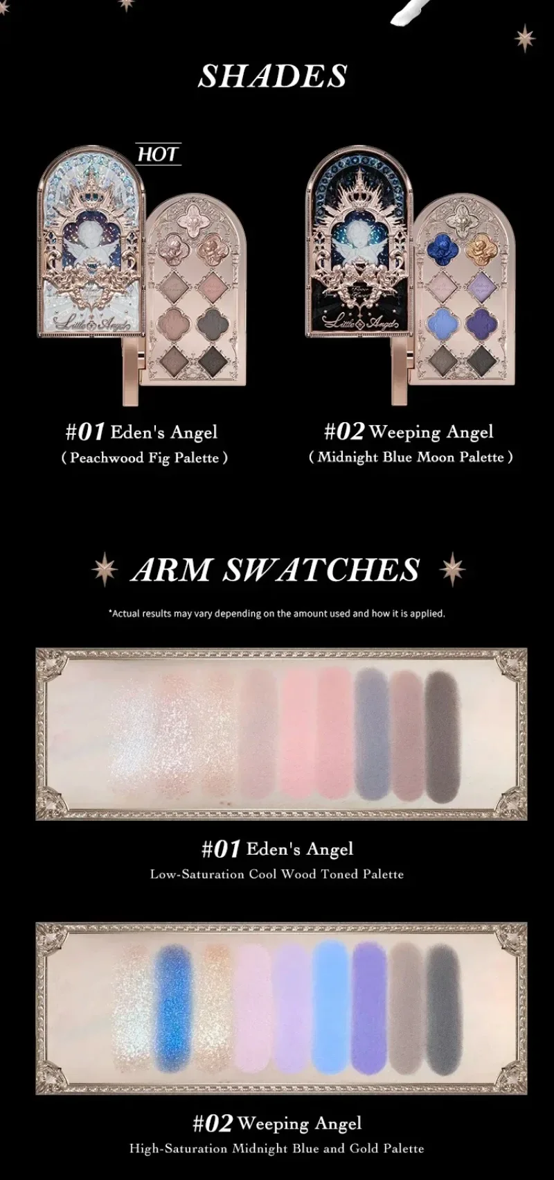 Little Angel Eyeshadow Palette Hand Mirror Brush Set Delicate Matte Glow Shimmer Flowerknows Edens Angel Eyeshadows 3 piece set