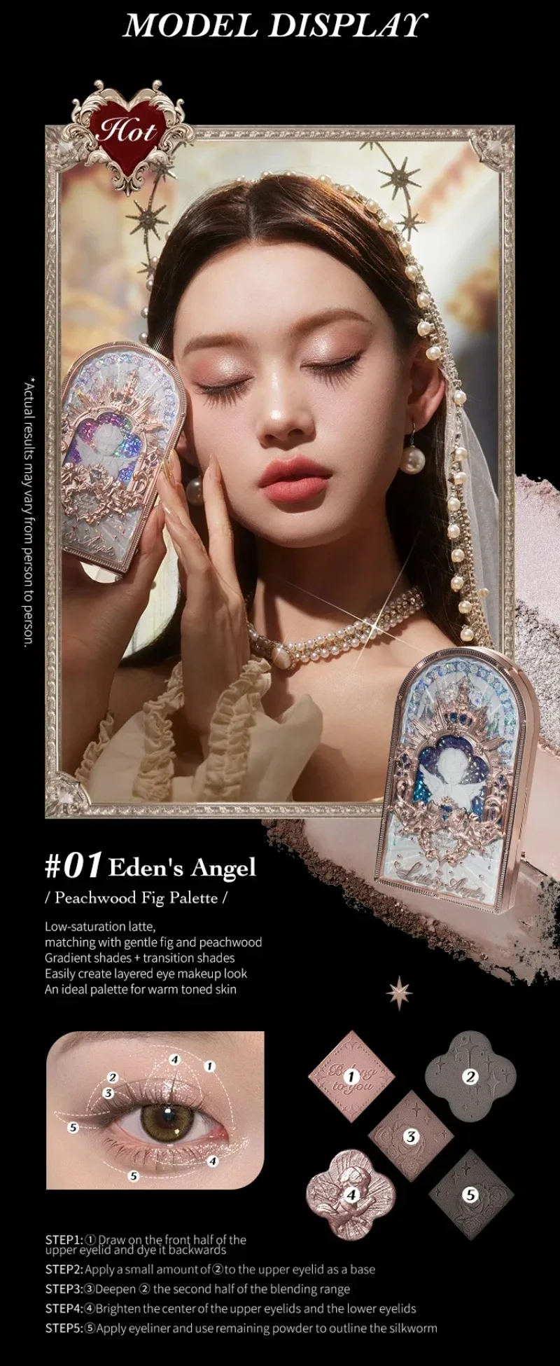 Little Angel Eyeshadow Palette Hand Mirror Brush Set Delicate Matte Glow Shimmer Flowerknows Edens Angel Eyeshadows 3 piece set