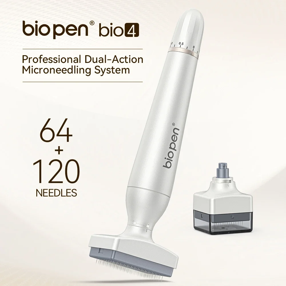 New Bio Pen 4 Adjustable Microneedling 0.25mm with 120pin and 64pin Needles Derma Stamp Face Body Care Hair Beard