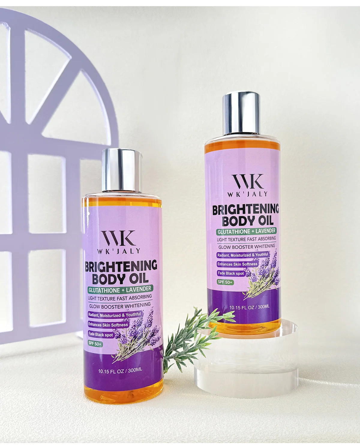 WK JALY Glow Boosting Whitening Glutathione And Lavender Body Oil, Moisturizer, For All Skin Types, Improve Rough Skin, 300ml