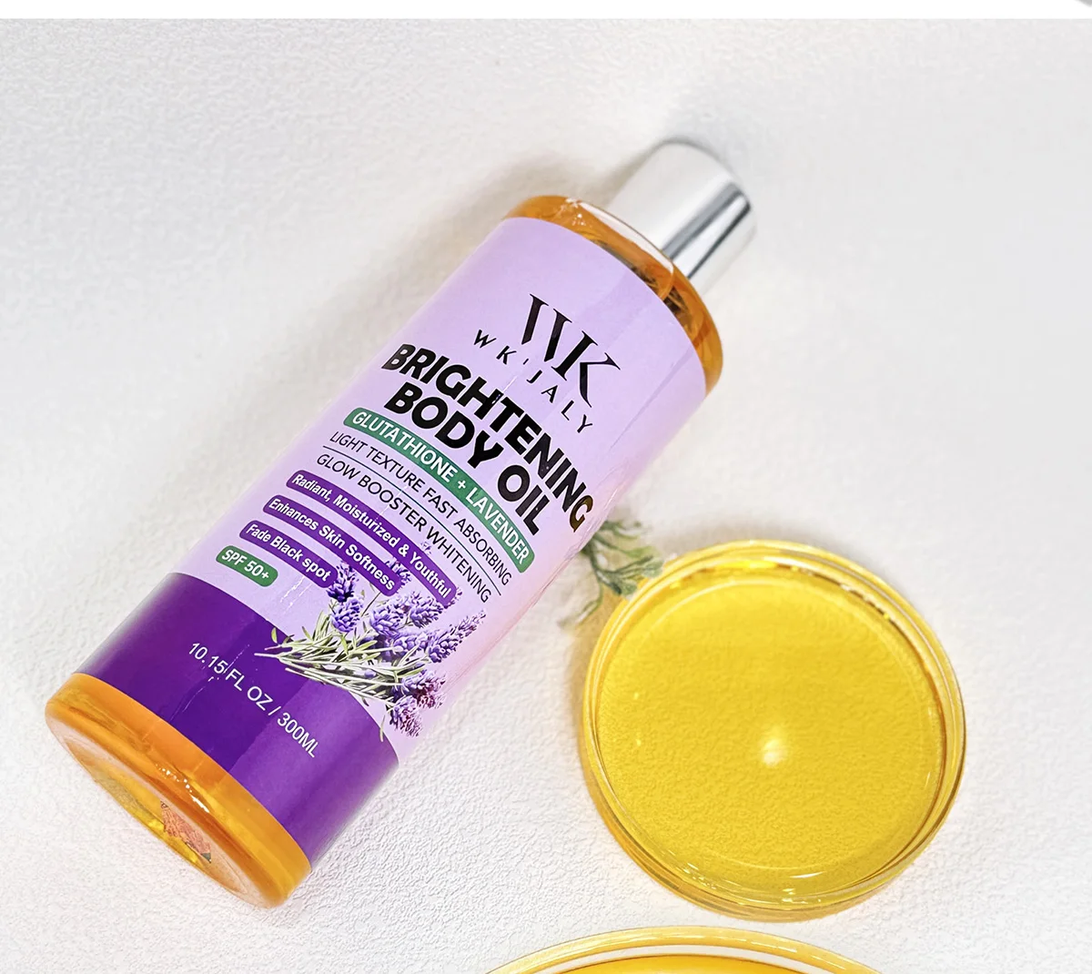 WK JALY Glow Boosting Whitening Glutathione And Lavender Body Oil, Moisturizer, For All Skin Types, Improve Rough Skin, 300ml