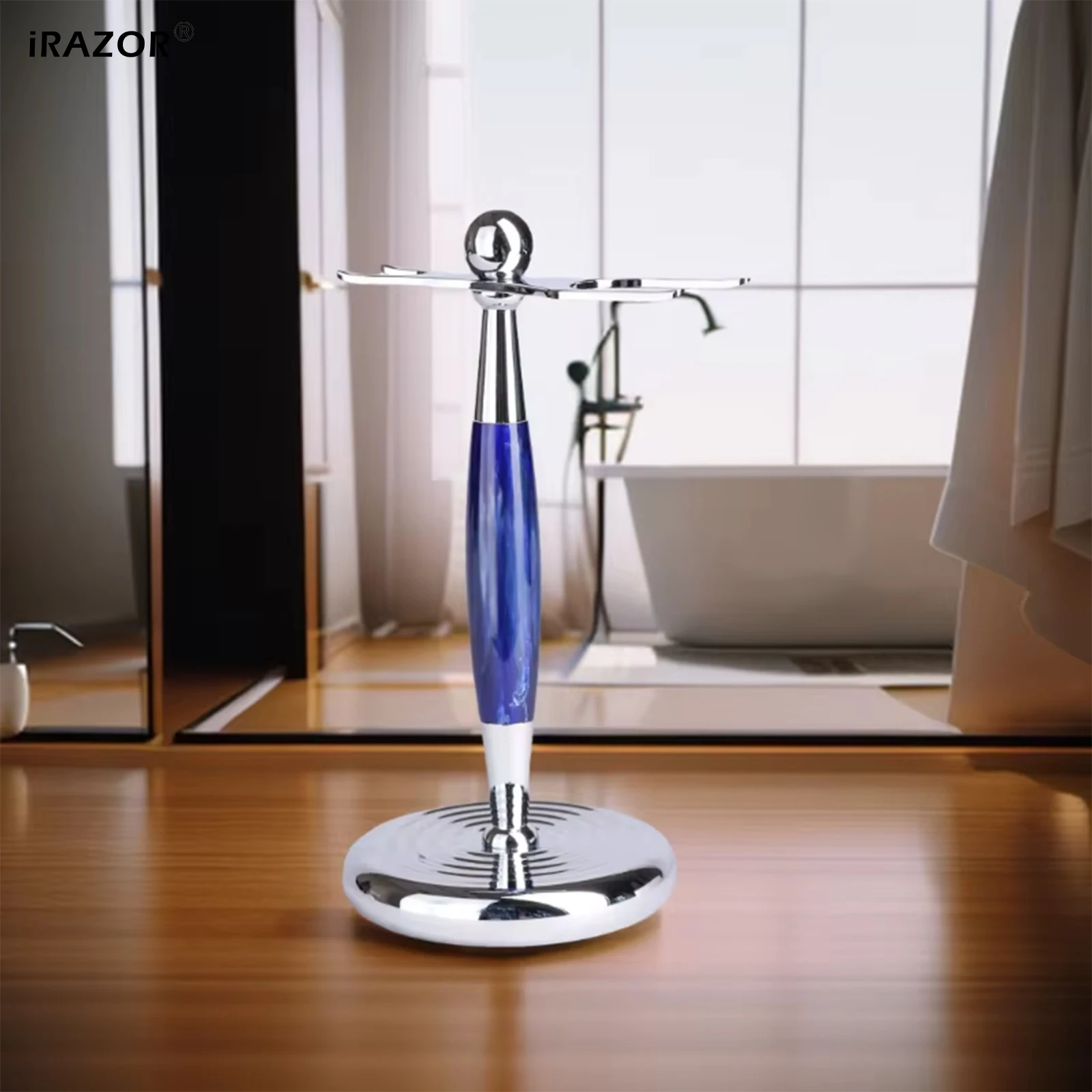 iRAZOR Luxury Safety Razor Holder Brush Resin Stand - Extra Wide Openings Barber Shop Tool Grooming Shaving Accessories