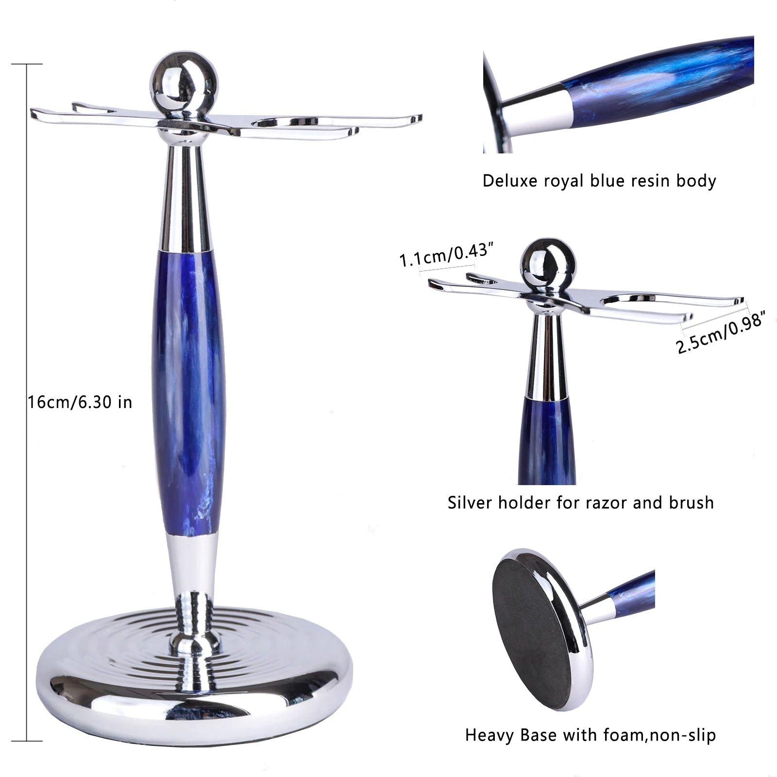 iRAZOR Luxury Safety Razor Holder Brush Resin Stand - Extra Wide Openings Barber Shop Tool Grooming Shaving Accessories