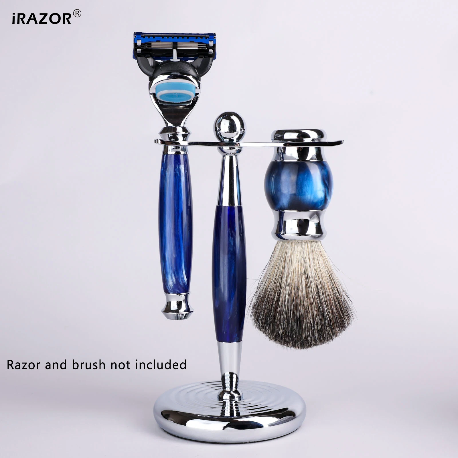 iRAZOR Luxury Safety Razor Holder Brush Resin Stand - Extra Wide Openings Barber Shop Tool Grooming Shaving Accessories