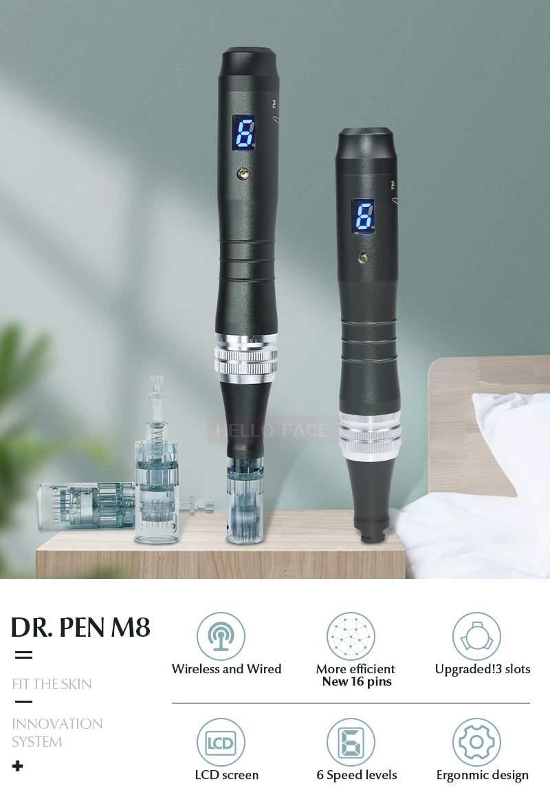 Original Dr pen Ultima M8 With 22 Cartridge Wireless Microneedling Pen Skincare Kit Beauty Machine 0.25 mm Needle length
