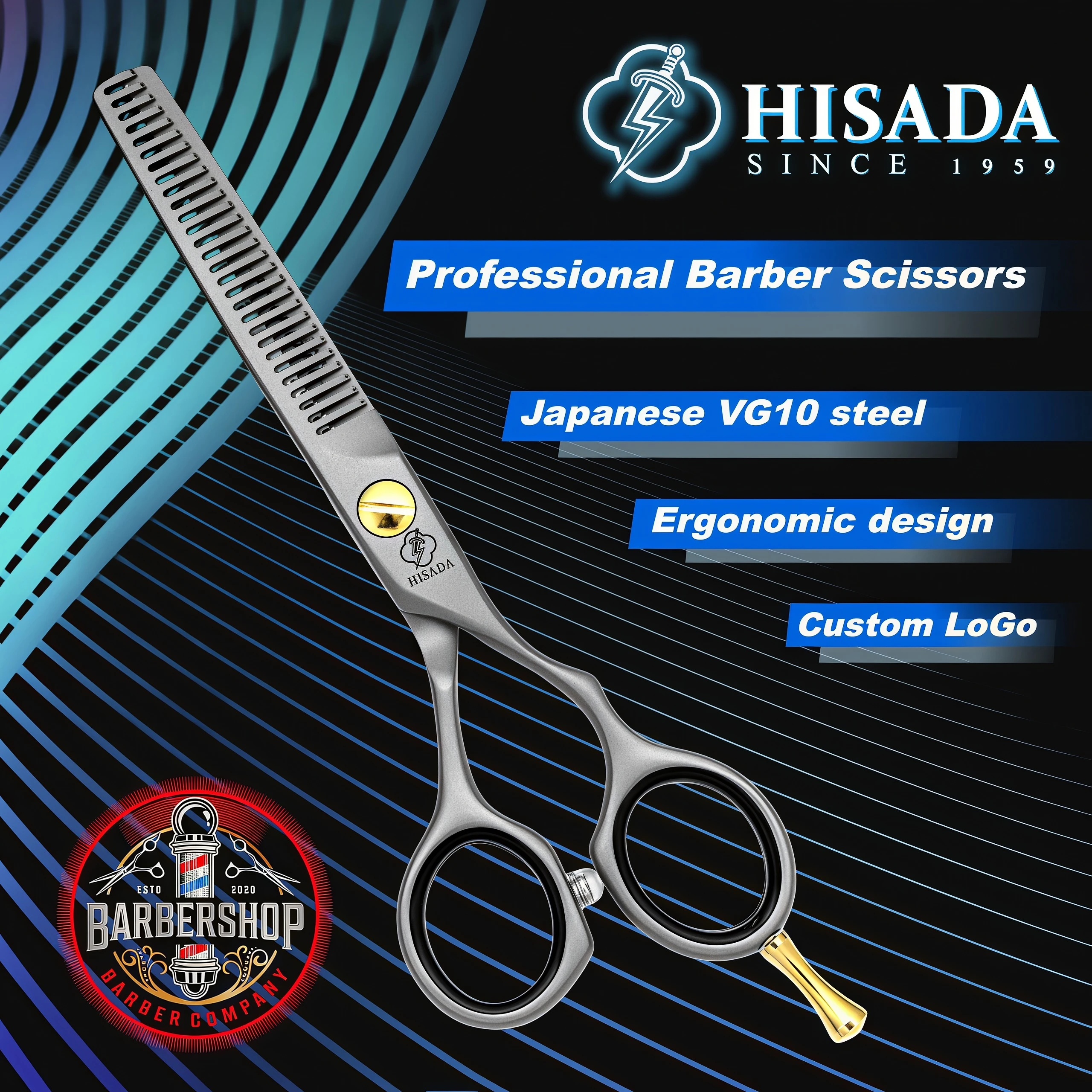 HISADA 6.0-inch Professional Barber Scissors Japanese Handmade VG10 Steel High-End Hair Cutting Tools for Stylists