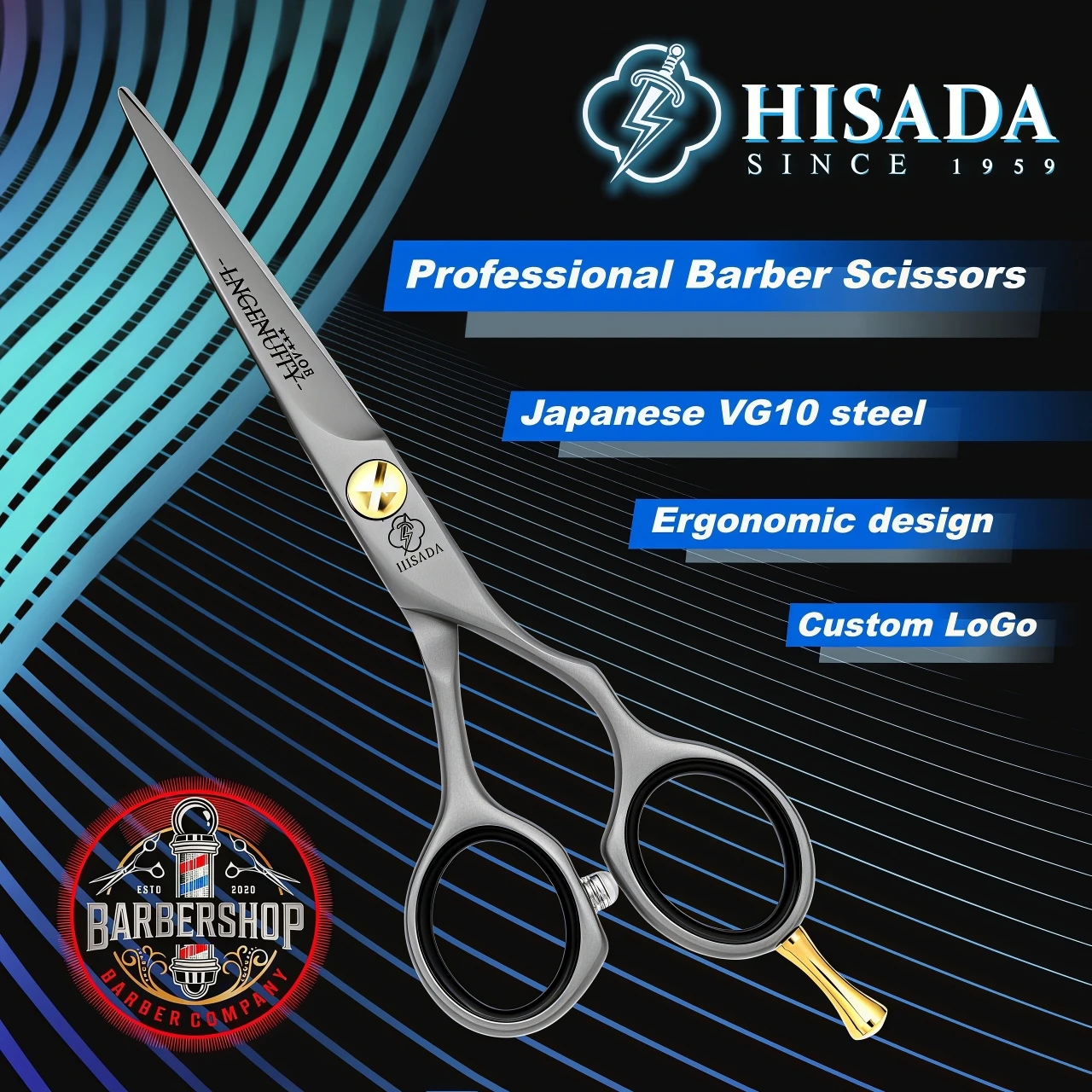 HISADA 6.0-inch Professional Barber Scissors Japanese Handmade VG10 Steel High-End Hair Cutting Tools for Stylists