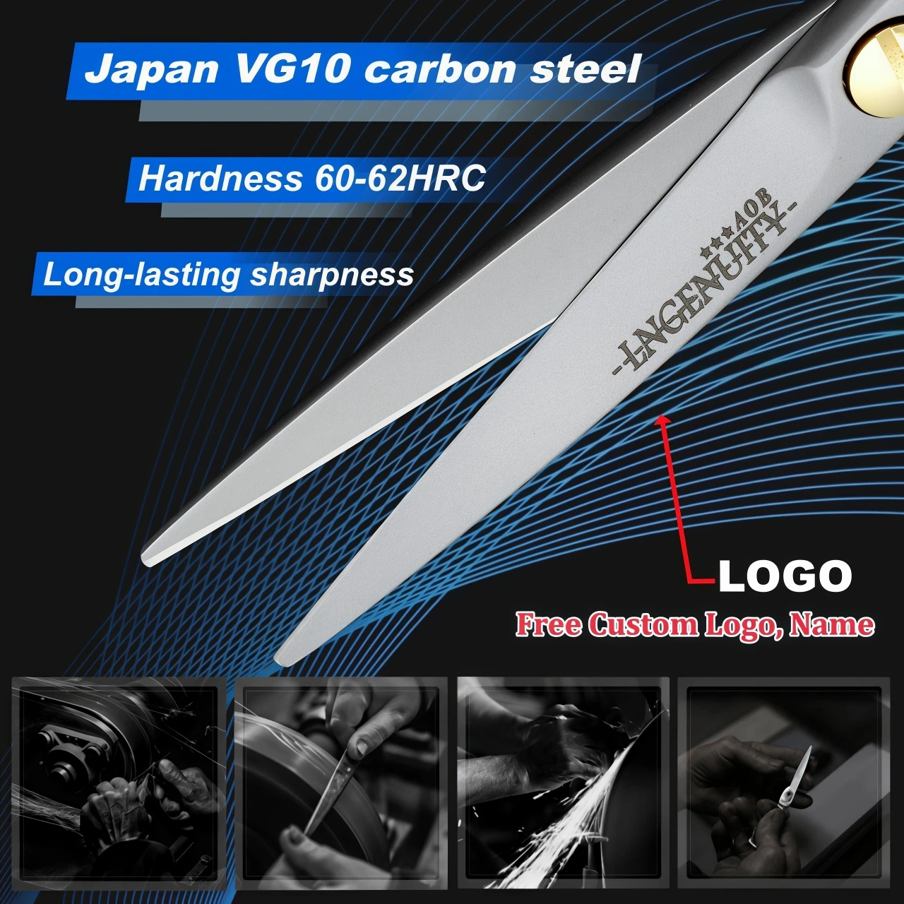 HISADA 6.0-inch Professional Barber Scissors Japanese Handmade VG10 Steel High-End Hair Cutting Tools for Stylists