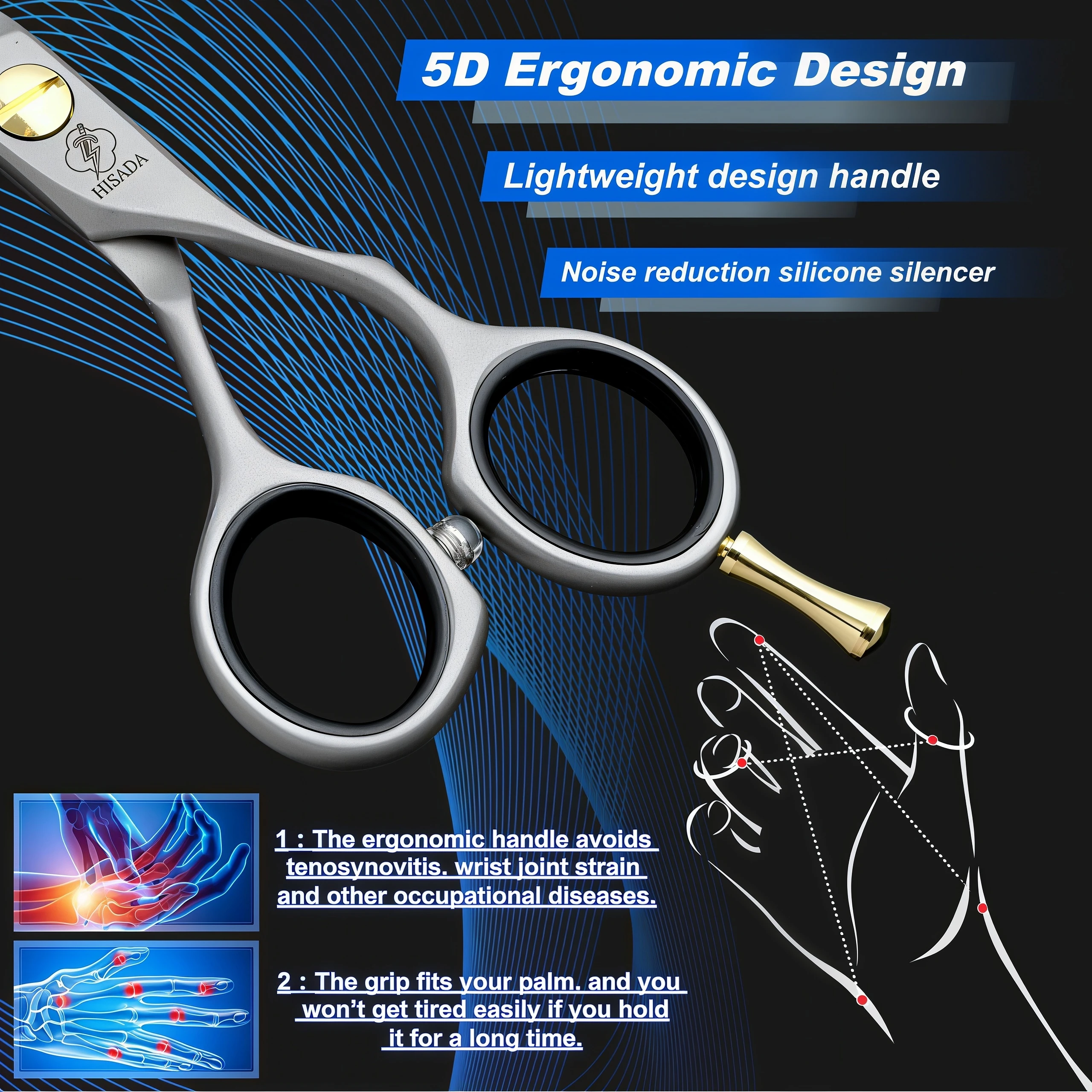 HISADA 6.0-inch Professional Barber Scissors Japanese Handmade VG10 Steel High-End Hair Cutting Tools for Stylists
