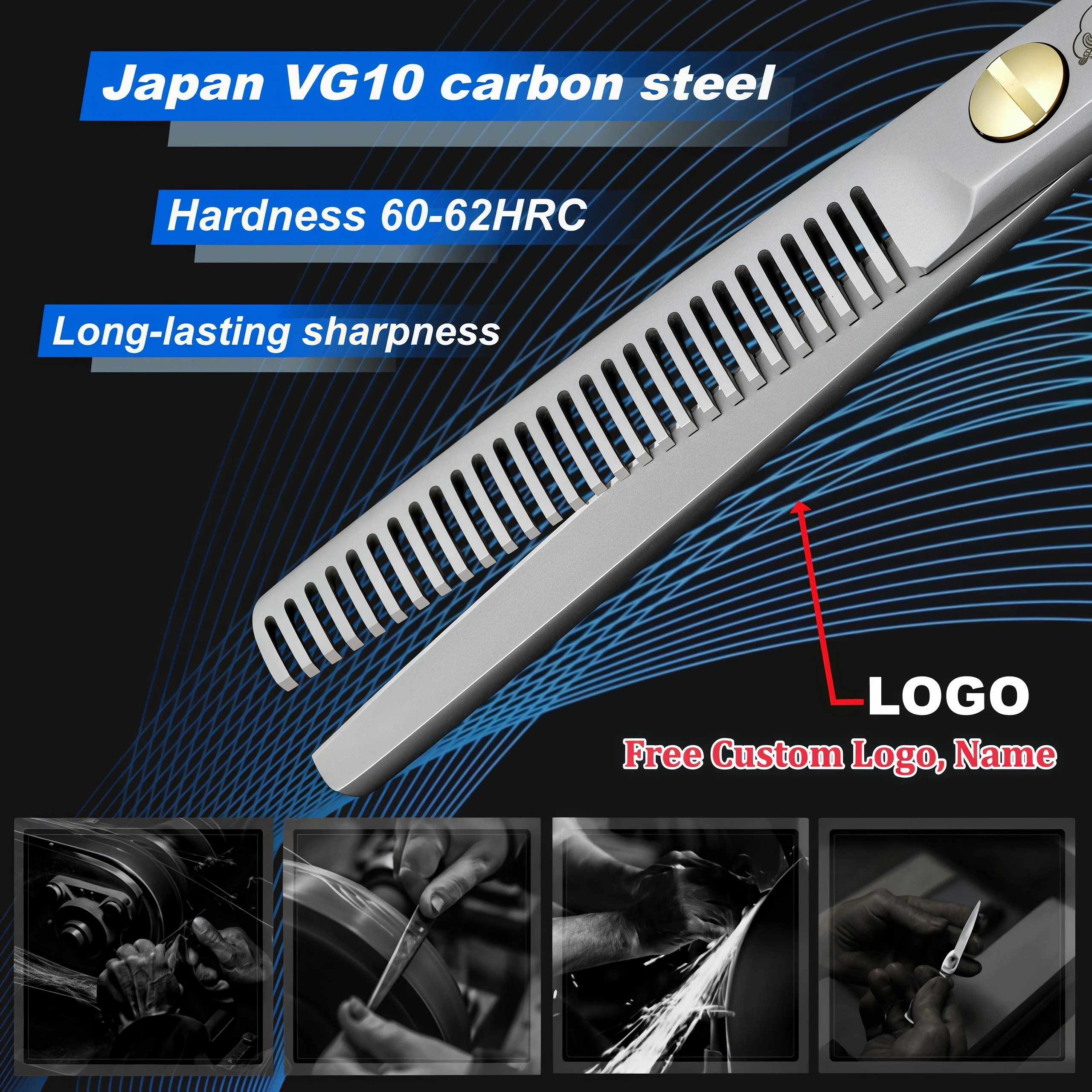 HISADA 6.0-inch Professional Barber Scissors Japanese Handmade VG10 Steel High-End Hair Cutting Tools for Stylists