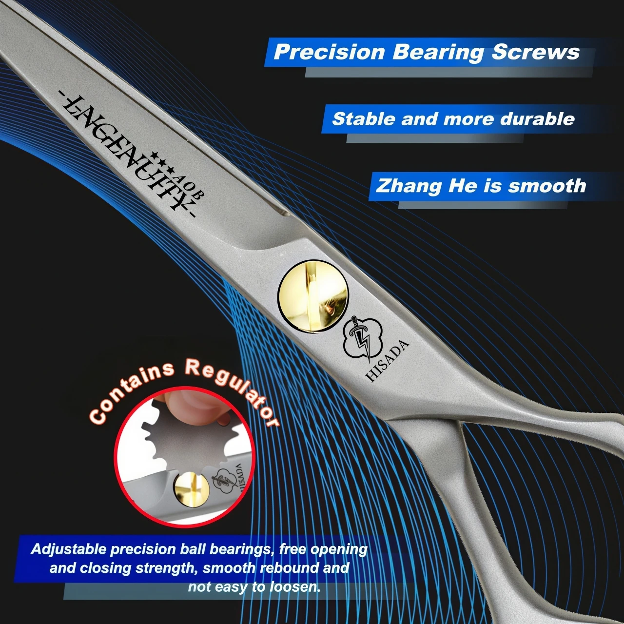 HISADA 6.0-inch Professional Barber Scissors Japanese Handmade VG10 Steel High-End Hair Cutting Tools for Stylists