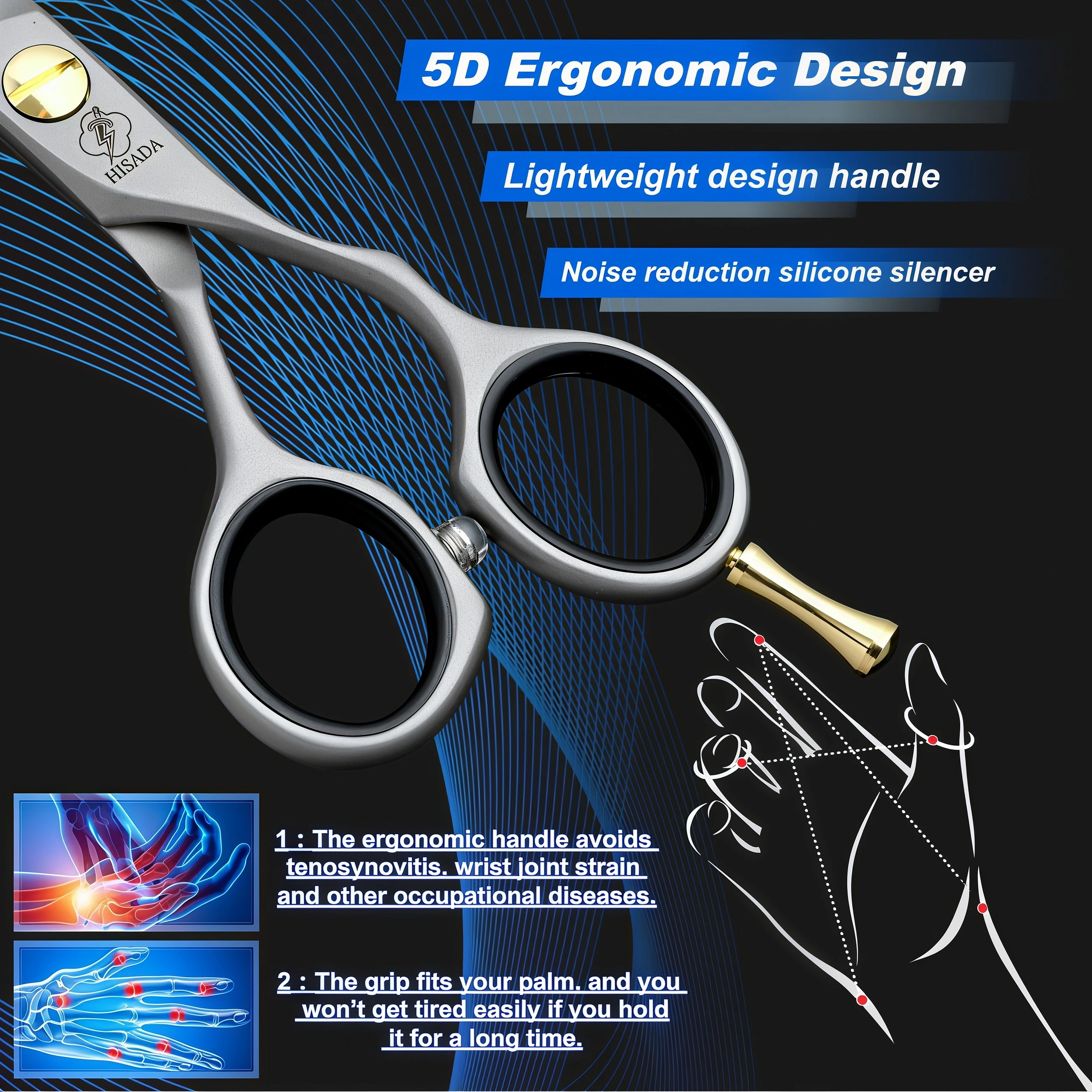 HISADA 6.0-inch Professional Barber Scissors Japanese Handmade VG10 Steel High-End Hair Cutting Tools for Stylists