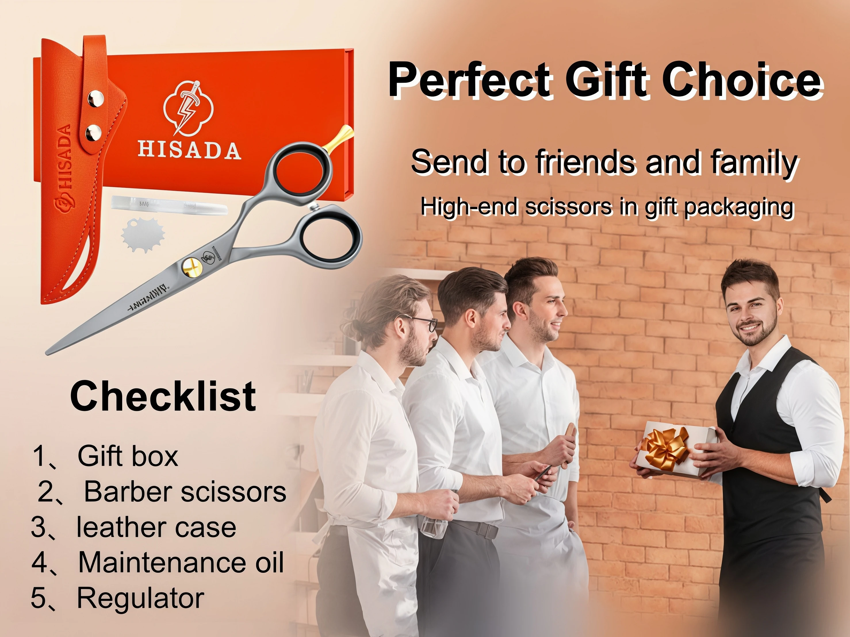 HISADA 6.0-inch Professional Barber Scissors Japanese Handmade VG10 Steel High-End Hair Cutting Tools for Stylists