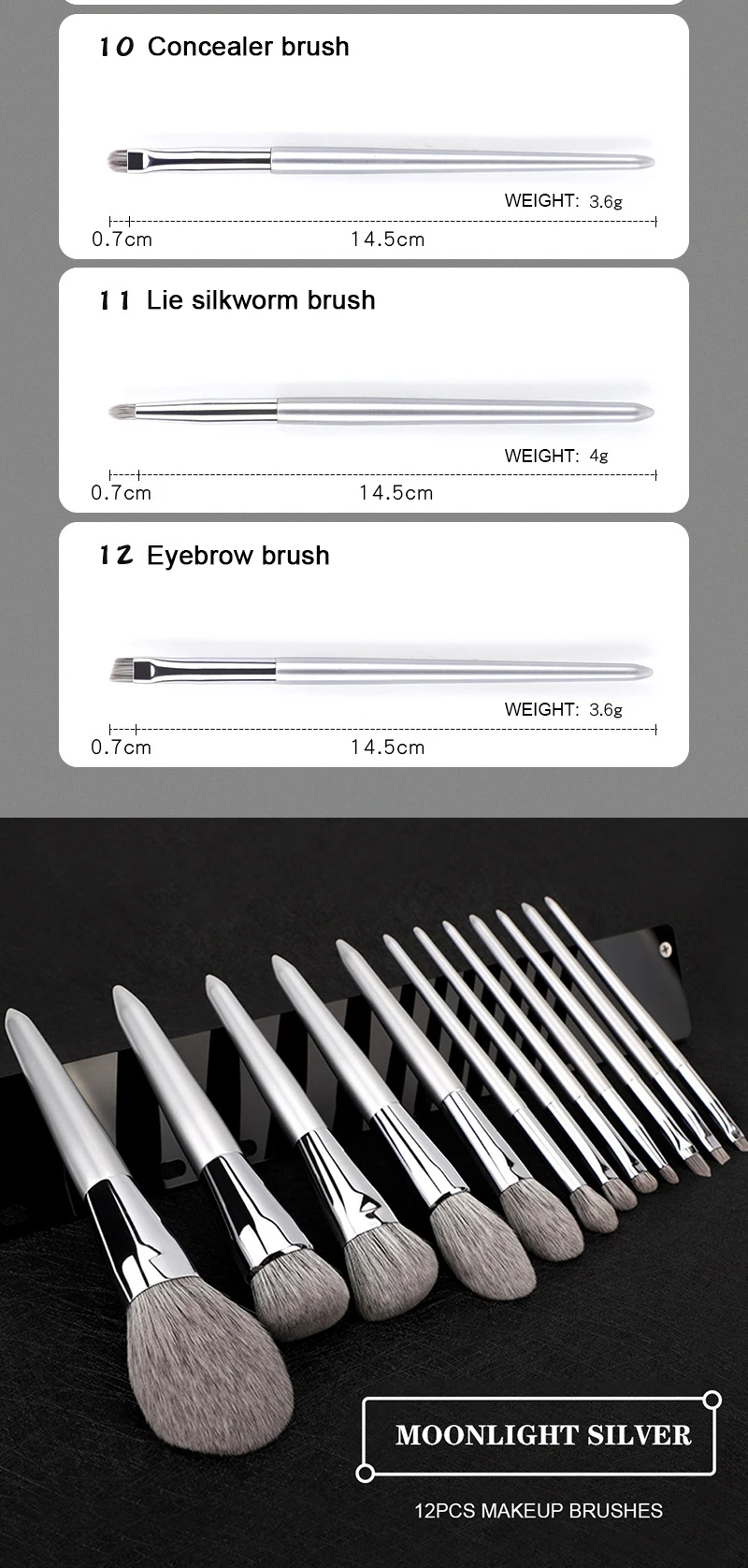 KLINA 12PCS Makeup Brushes Kit Professional Natural Goat Hair Foundation Powder Contour Eyeshadow Lip Make Up Tools For Women
