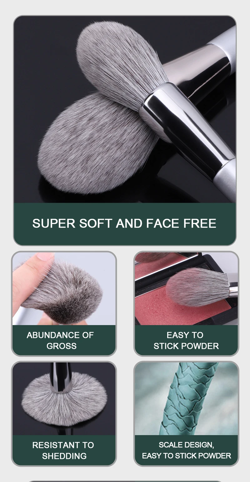 KLINA 12PCS Makeup Brushes Kit Professional Natural Goat Hair Foundation Powder Contour Eyeshadow Lip Make Up Tools For Women