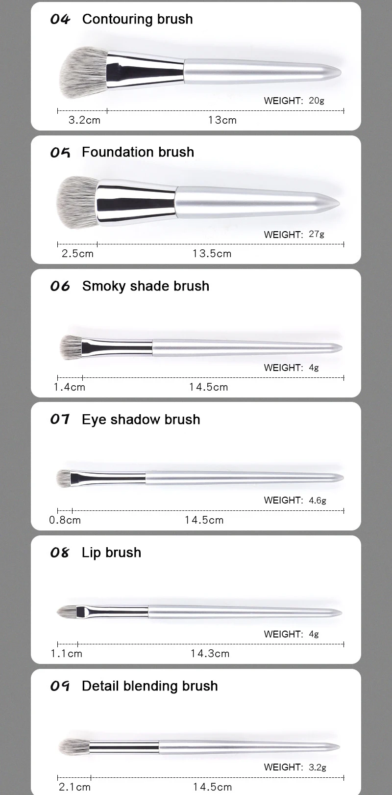 KLINA 12PCS Makeup Brushes Kit Professional Natural Goat Hair Foundation Powder Contour Eyeshadow Lip Make Up Tools For Women