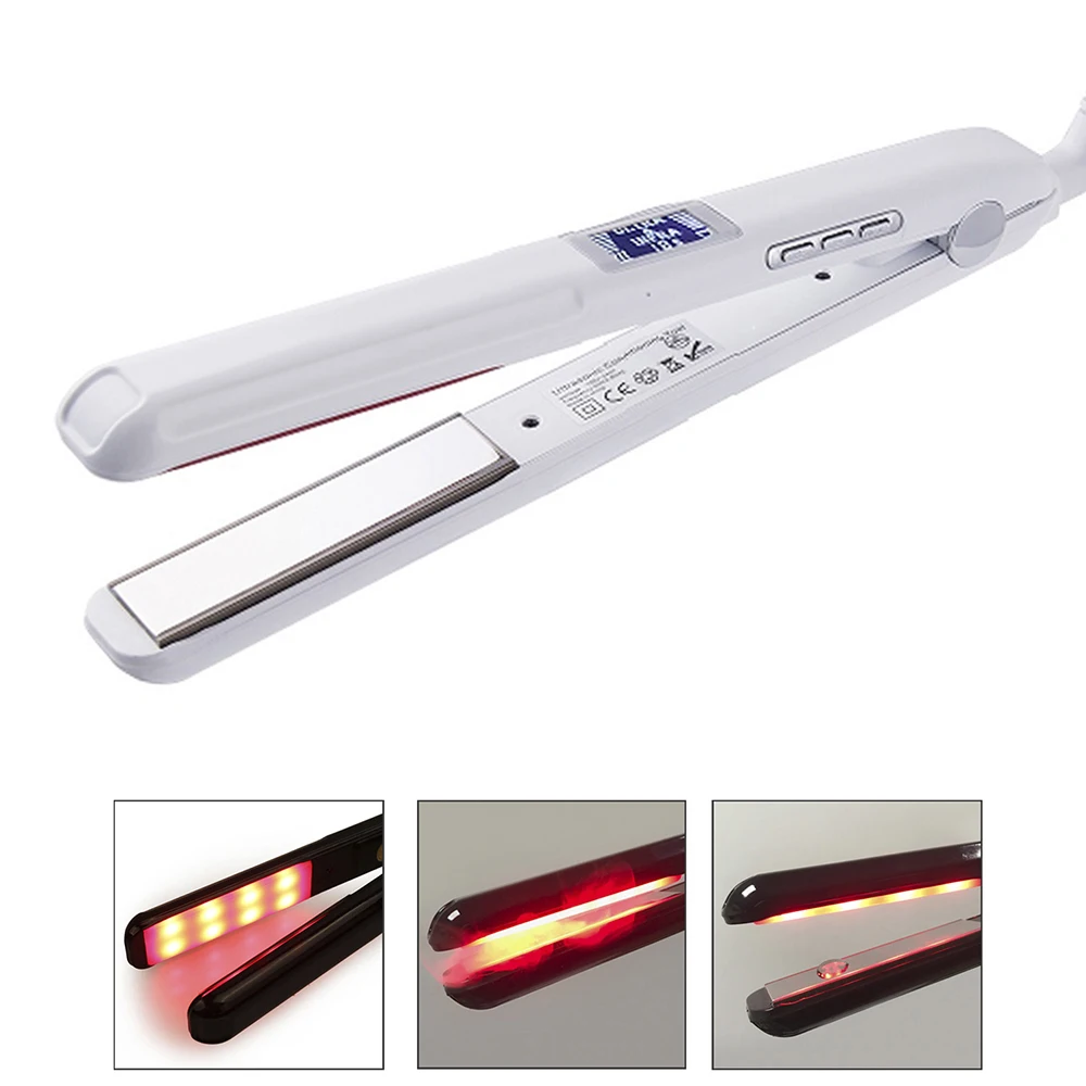 Hair Straightener Infrared and Ultrasonic Profession Cold Hair Care Iron Treatment for Frizzy Dry Recovers Damage Flat Irons