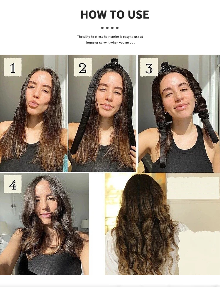 Women Heatless Curls Overnight Silk Tube Hair Curling Iron Hairstyles And Tools Soft Hair Curlers For Sleep Hair Curlers Rollers