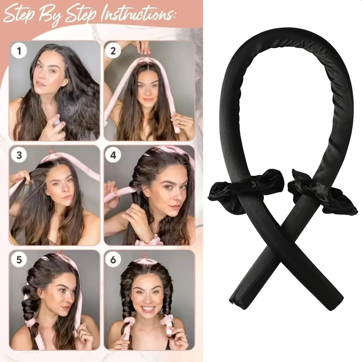Women Heatless Curls Overnight Silk Tube Hair Curling Iron Hairstyles And Tools Soft Hair Curlers For Sleep Hair Curlers Rollers