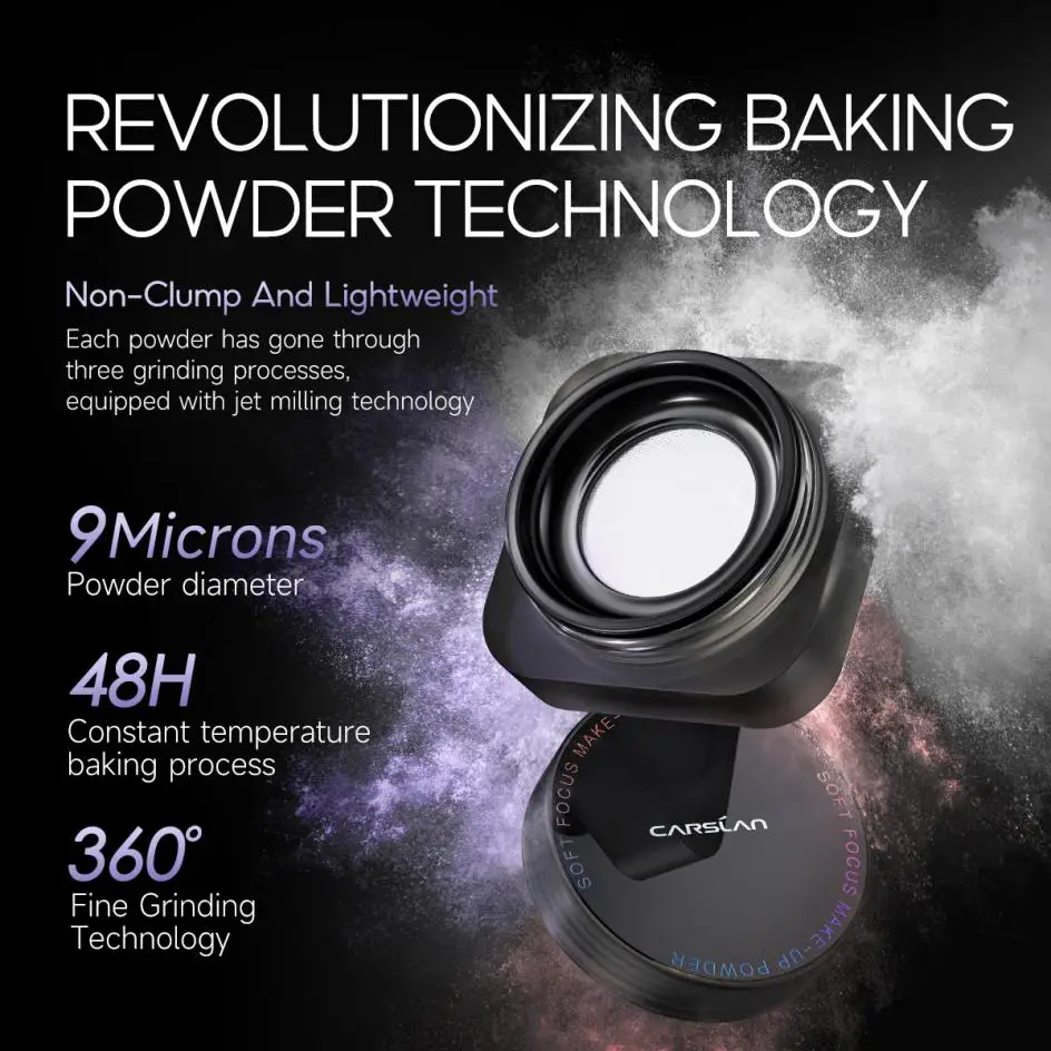 CARSLAN Black Magnetic Translucent Loose Setting Powder Makeup Waterproof Long Lasting Matte Oil Control Finishing Face Powder