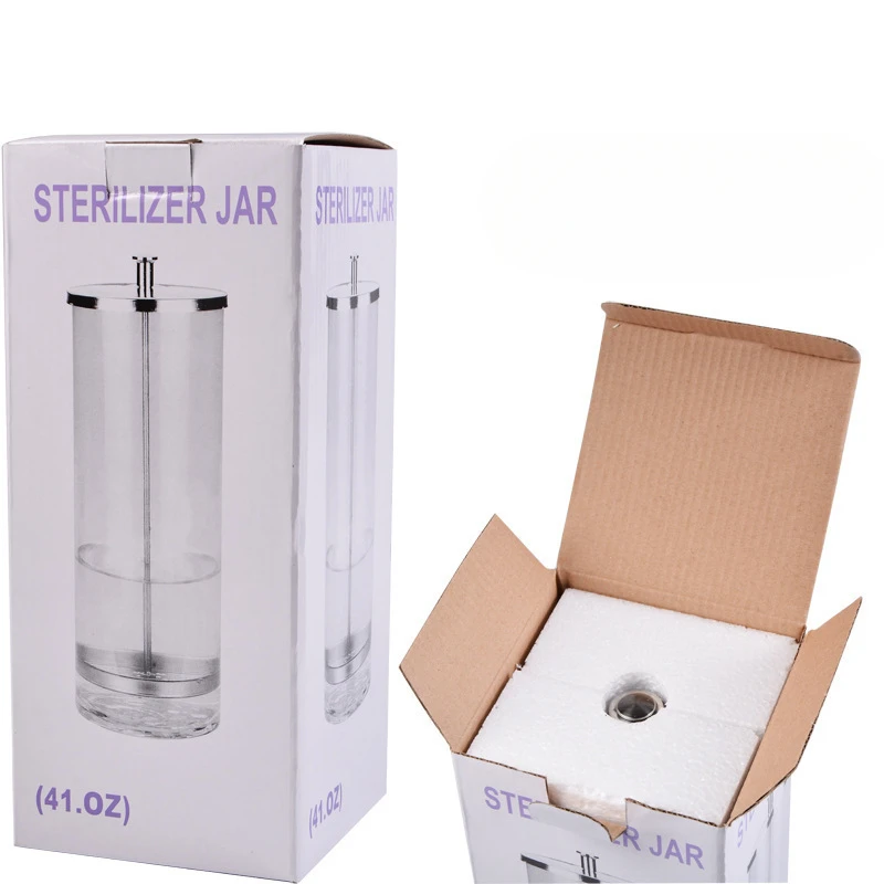 Hairdressing Sterilization Bottle Glass Scissors Comb Stainless Steel Cover Haircut Disinfecting Jar Salon Sterilizing Tools