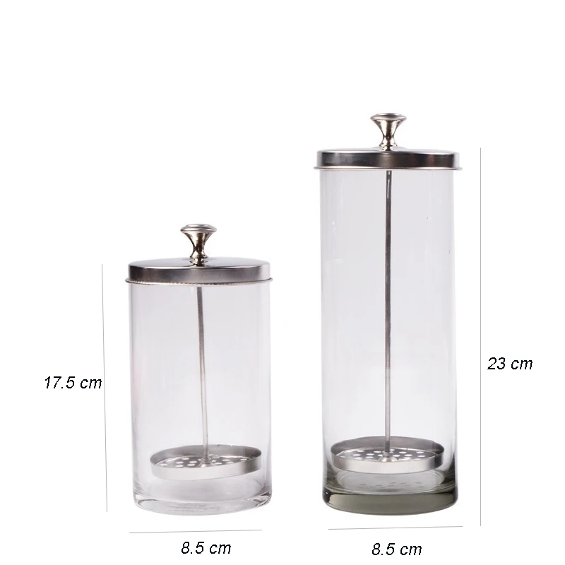 Hairdressing Sterilization Bottle Glass Scissors Comb Stainless Steel Cover Haircut Disinfecting Jar Salon Sterilizing Tools