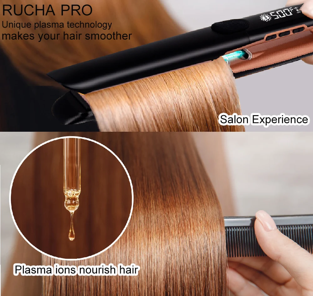 Hair Straightener 260℃ Professional High Temp Ceramic 500°F 2 in 1 Straightener Curler For Frizzy Hair Plasma Wide Flat Iron