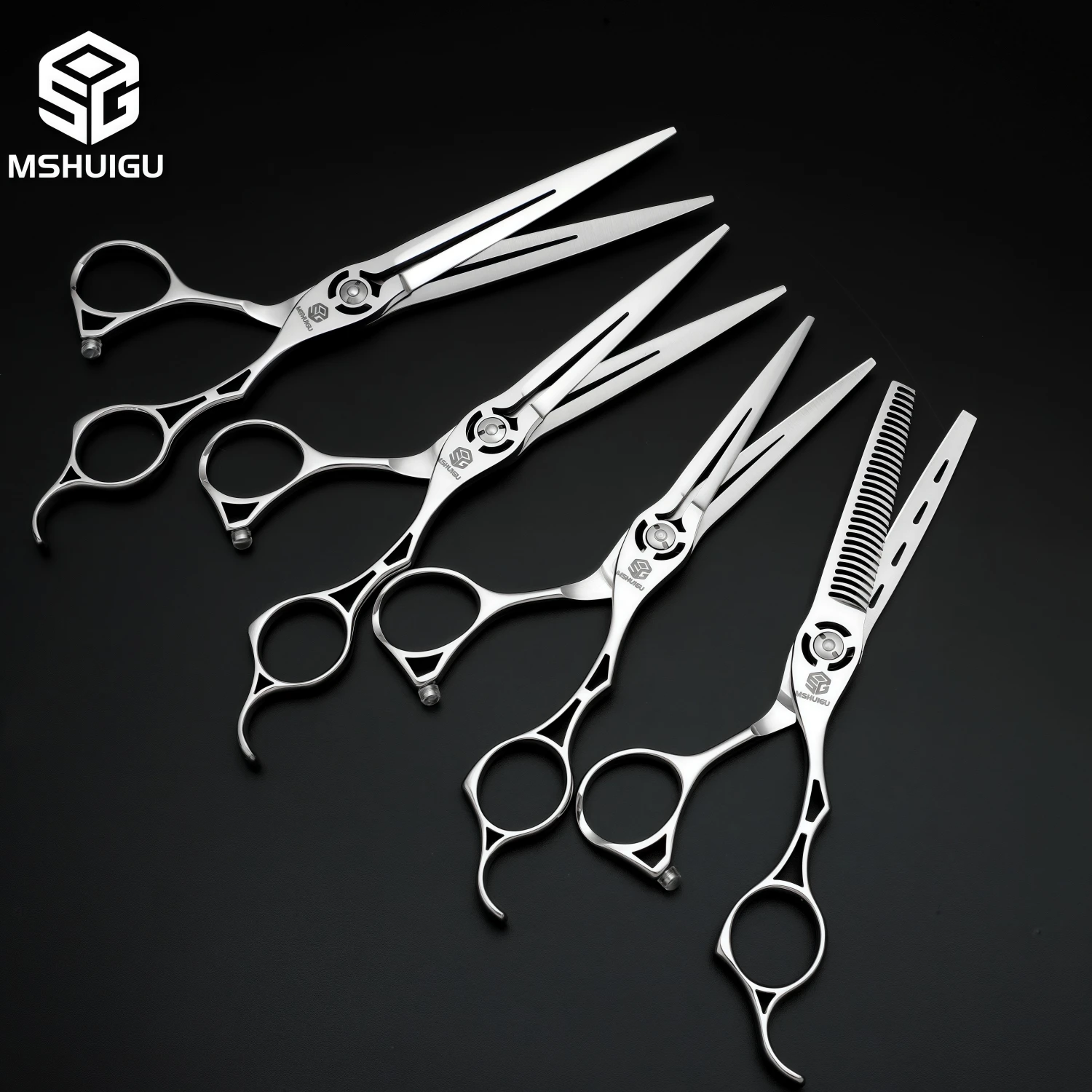 MSHUIGU Professional Barber Scissors Set Japanese 440C 6-6.5-7 Inch Hair Thinning Scissors Suitable for Home and Salon Hairdress