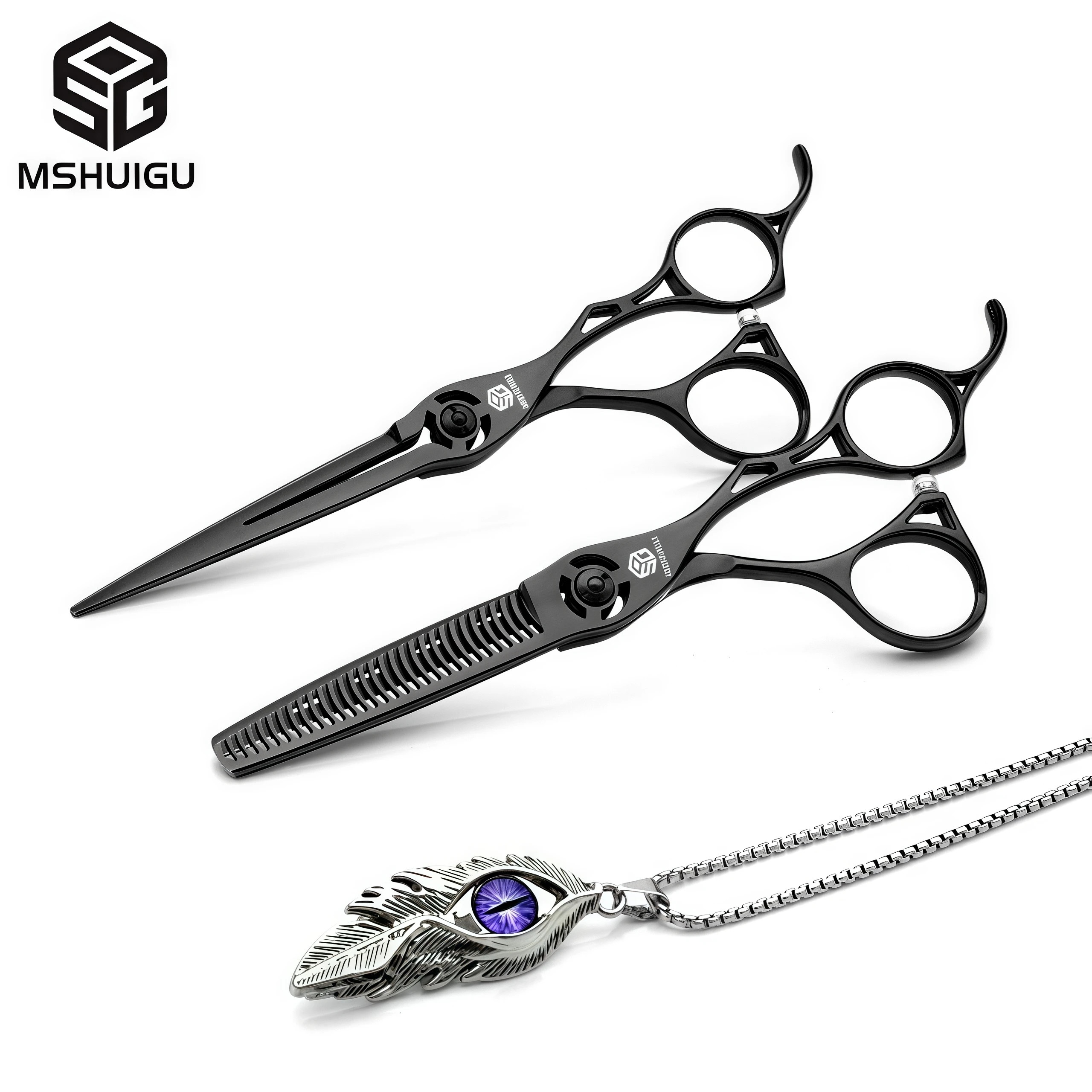 MSHUIGU Professional Barber Scissors Set Japanese 440C 6-6.5-7 Inch Hair Thinning Scissors Suitable for Home and Salon Hairdress