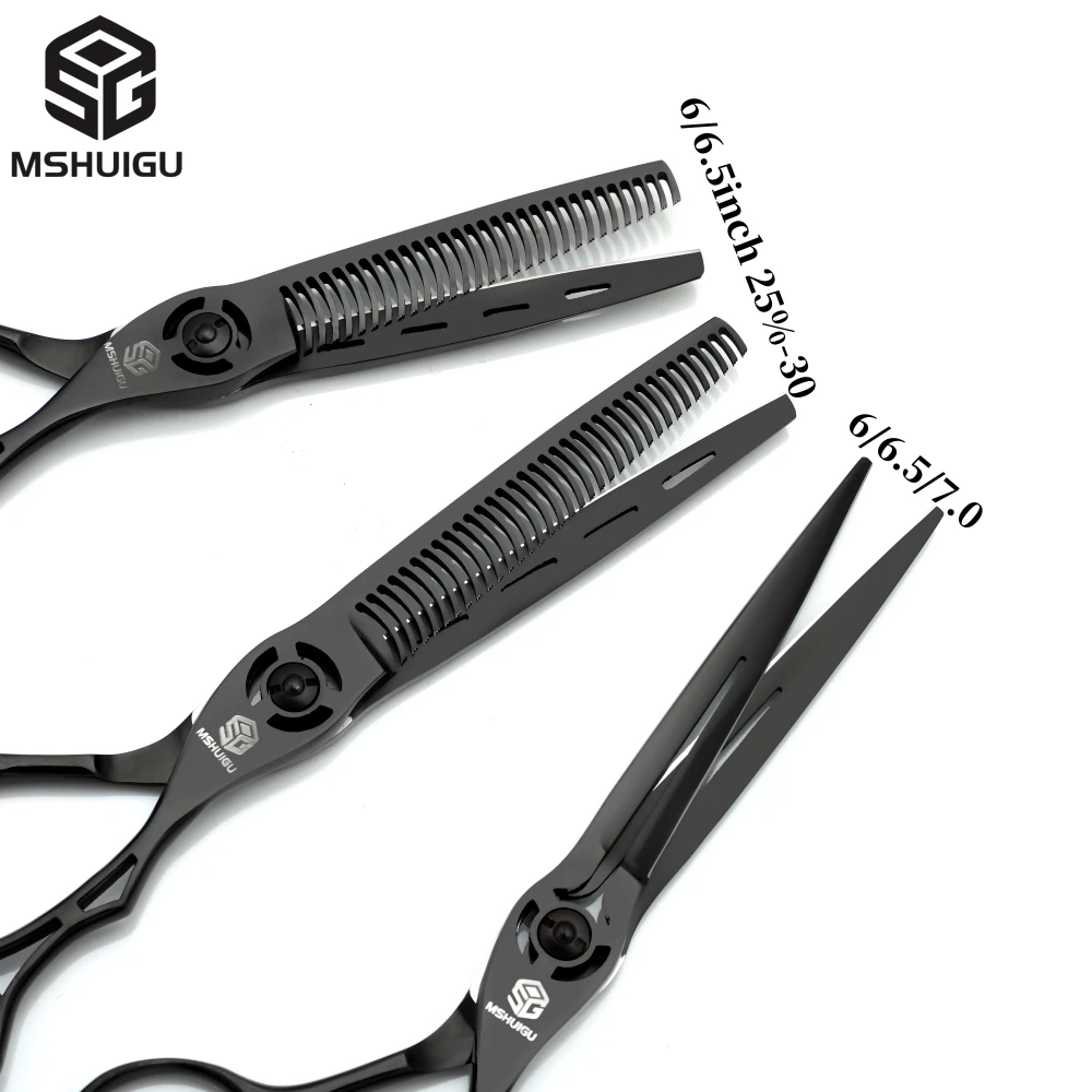MSHUIGU Professional Barber Scissors Set Japanese 440C 6-6.5-7 Inch Hair Thinning Scissors Suitable for Home and Salon Hairdress