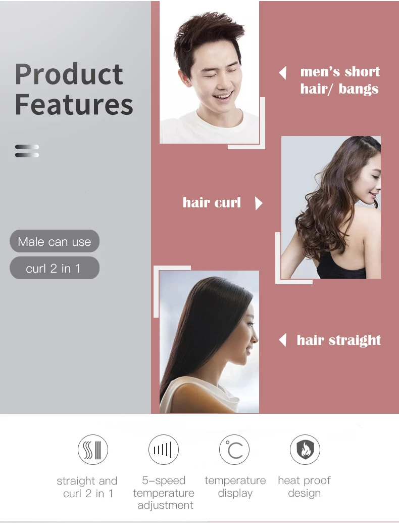 Mini Hair Straightener Curler For Short Hair Titanium Plate Beard Thin Pencil Flat Iron Travel Dual Voltage Hair Styling Tools