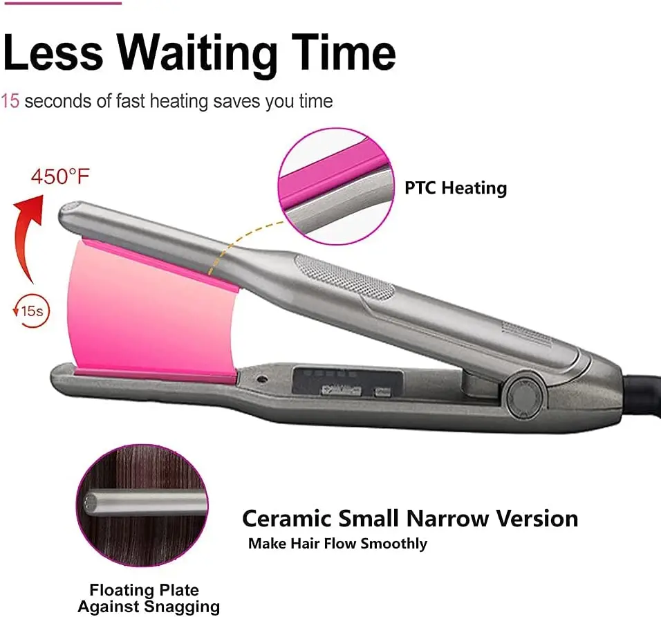 Mini Hair Straightener Curler For Short Hair Titanium Plate Beard Thin Pencil Flat Iron Travel Dual Voltage Hair Styling Tools